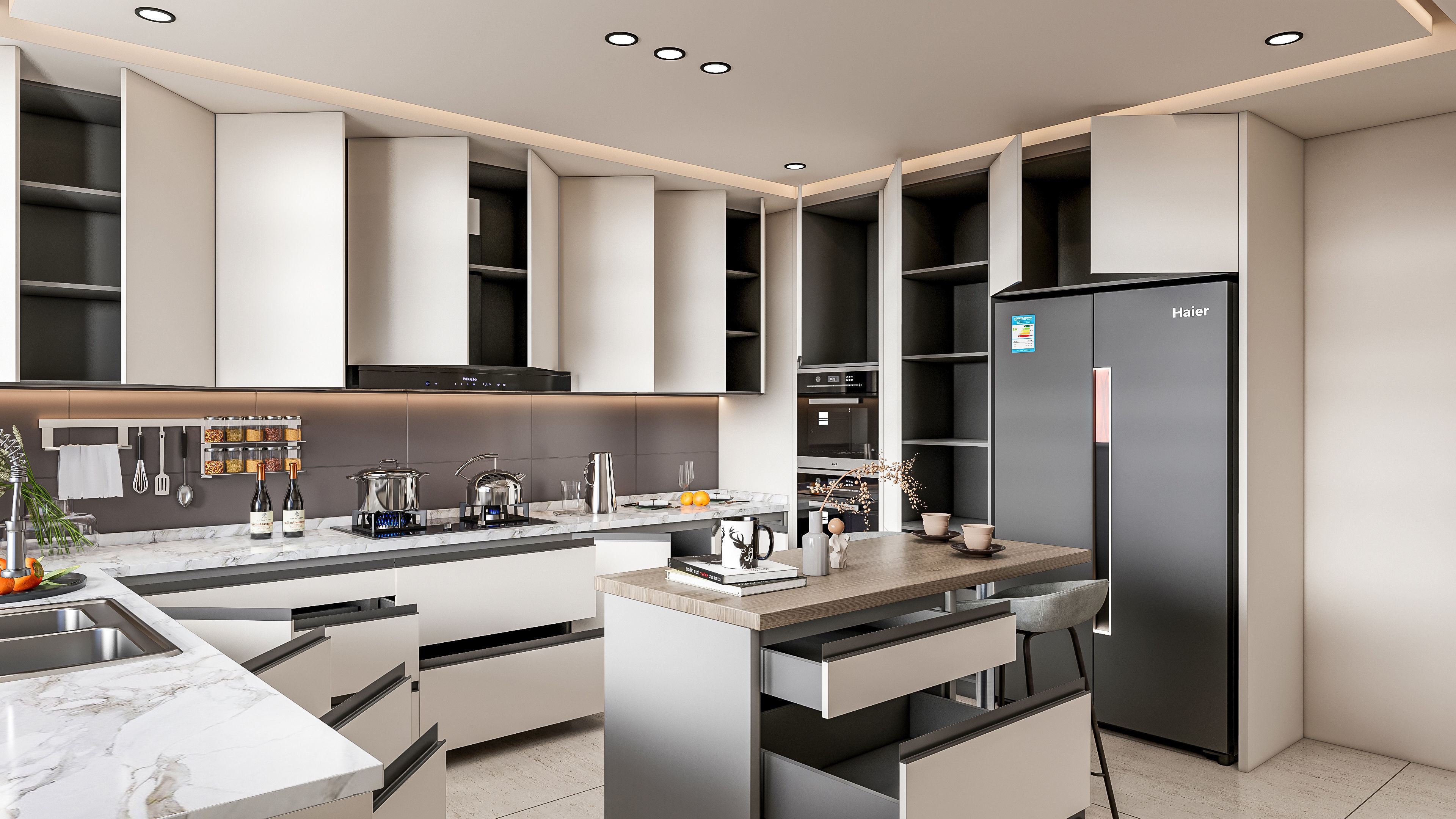 Kitchen fully parametric Resizable manufacturable 0064 3D model_2