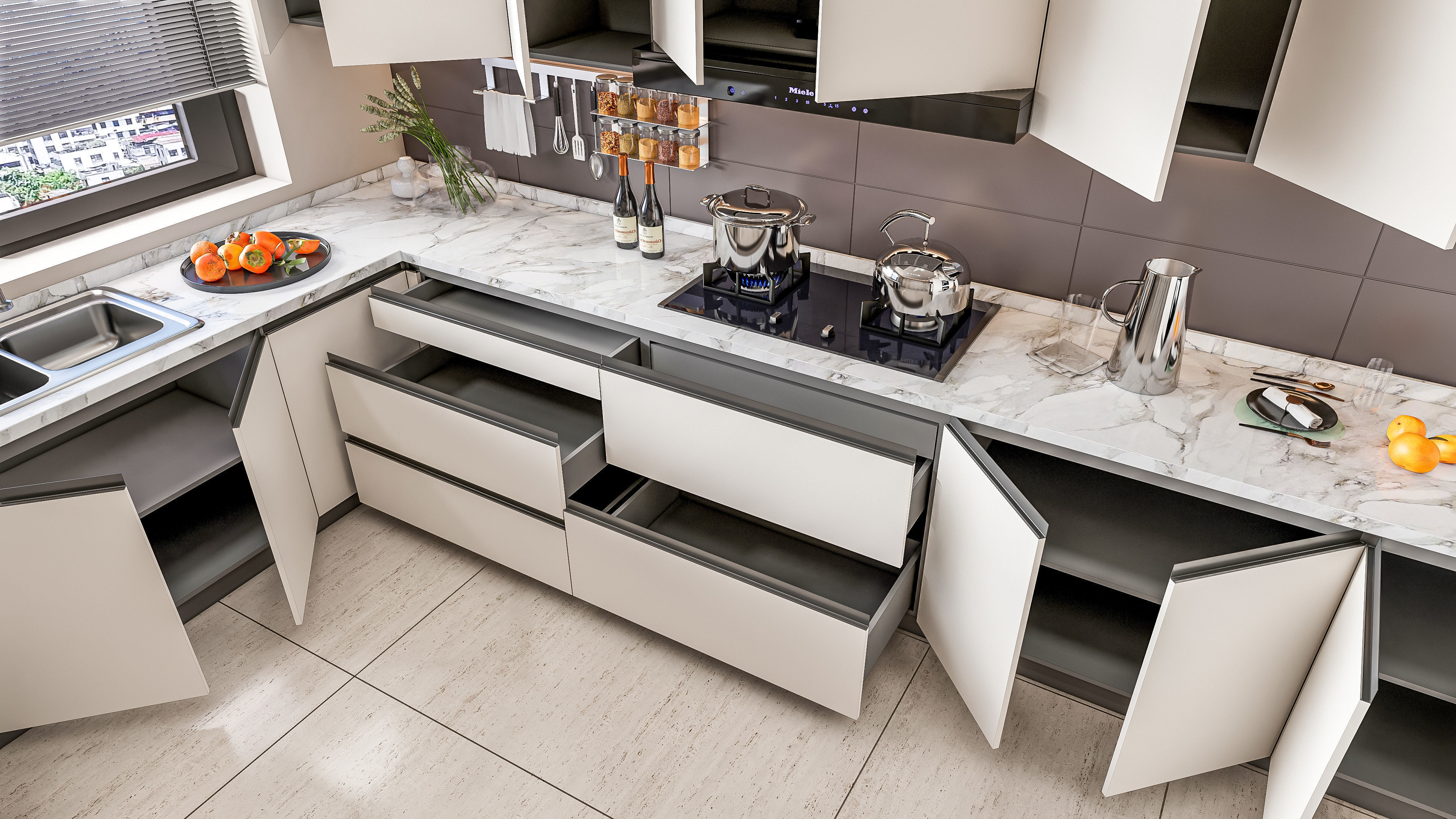 Kitchen fully parametric Resizable manufacturable 0064 3D model_7