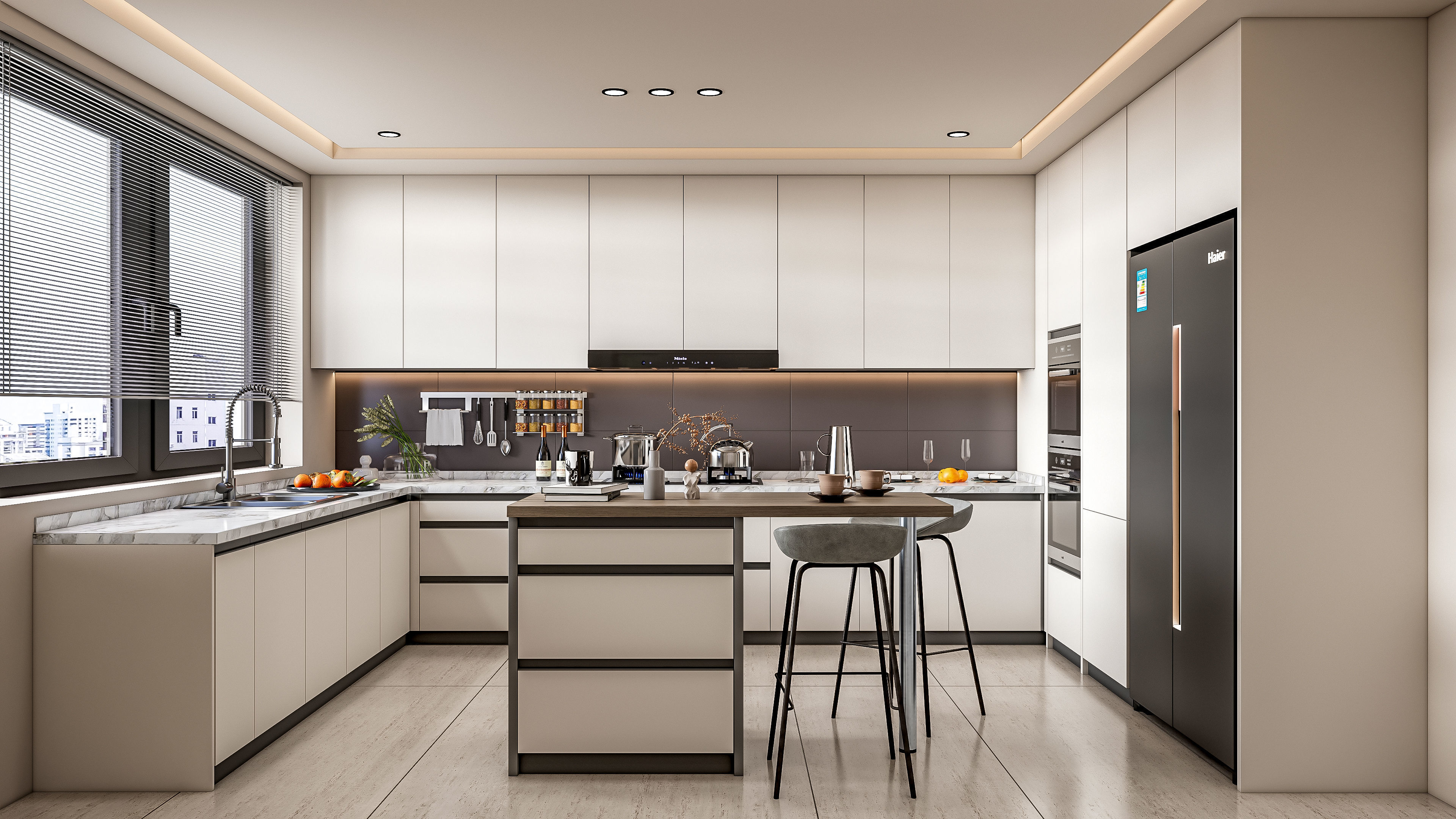 Kitchen fully parametric Resizable manufacturable 0064 3D model_1