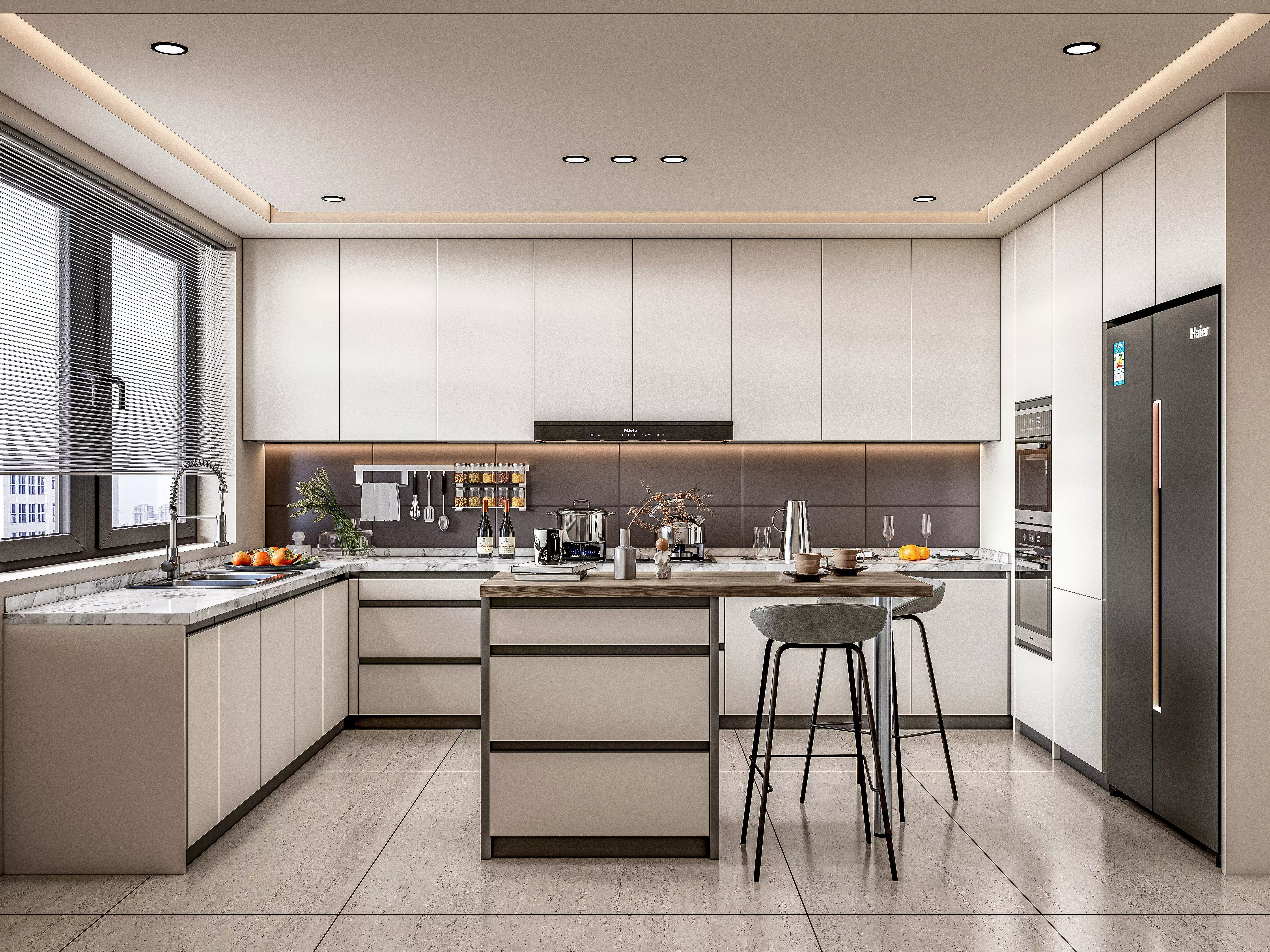 Kitchen fully parametric Resizable manufacturable 0064 3D model_0