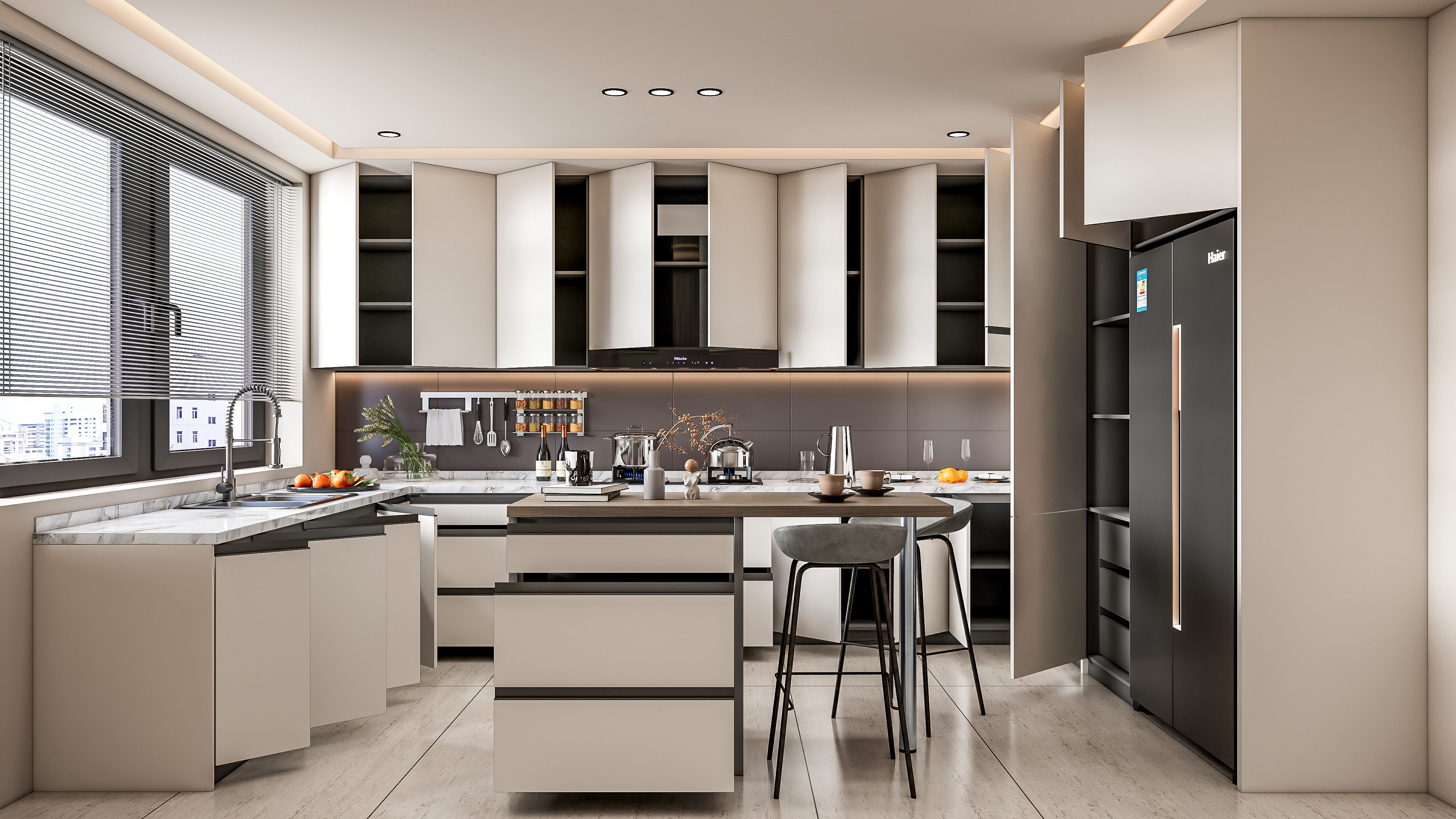 Kitchen fully parametric Resizable manufacturable 0064 3D model_6