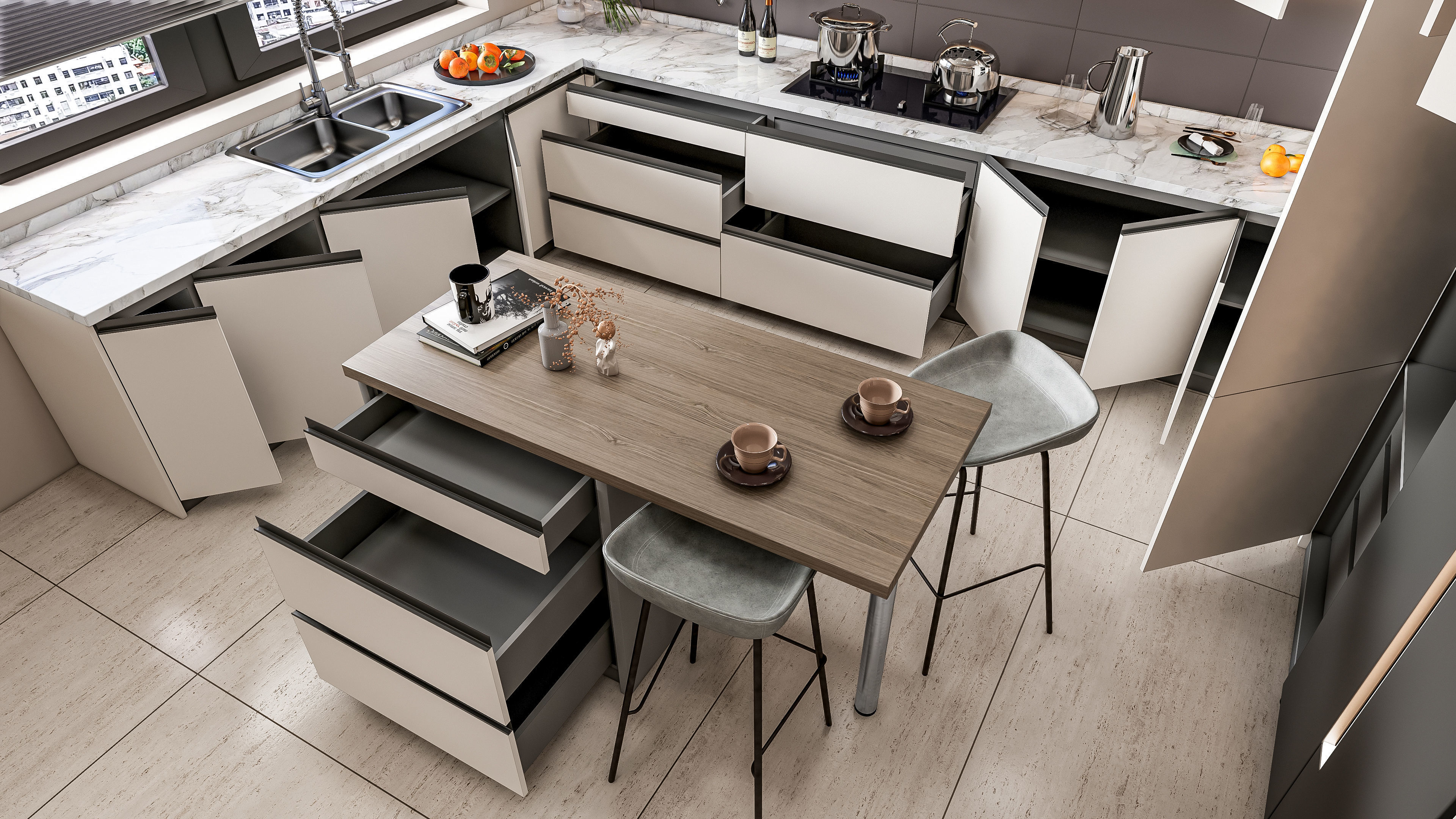 Kitchen fully parametric Resizable manufacturable 0064 3D model_4