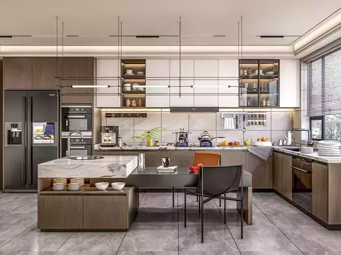 Kitchen fully parametric Resizable manufacturable 0065 3D model