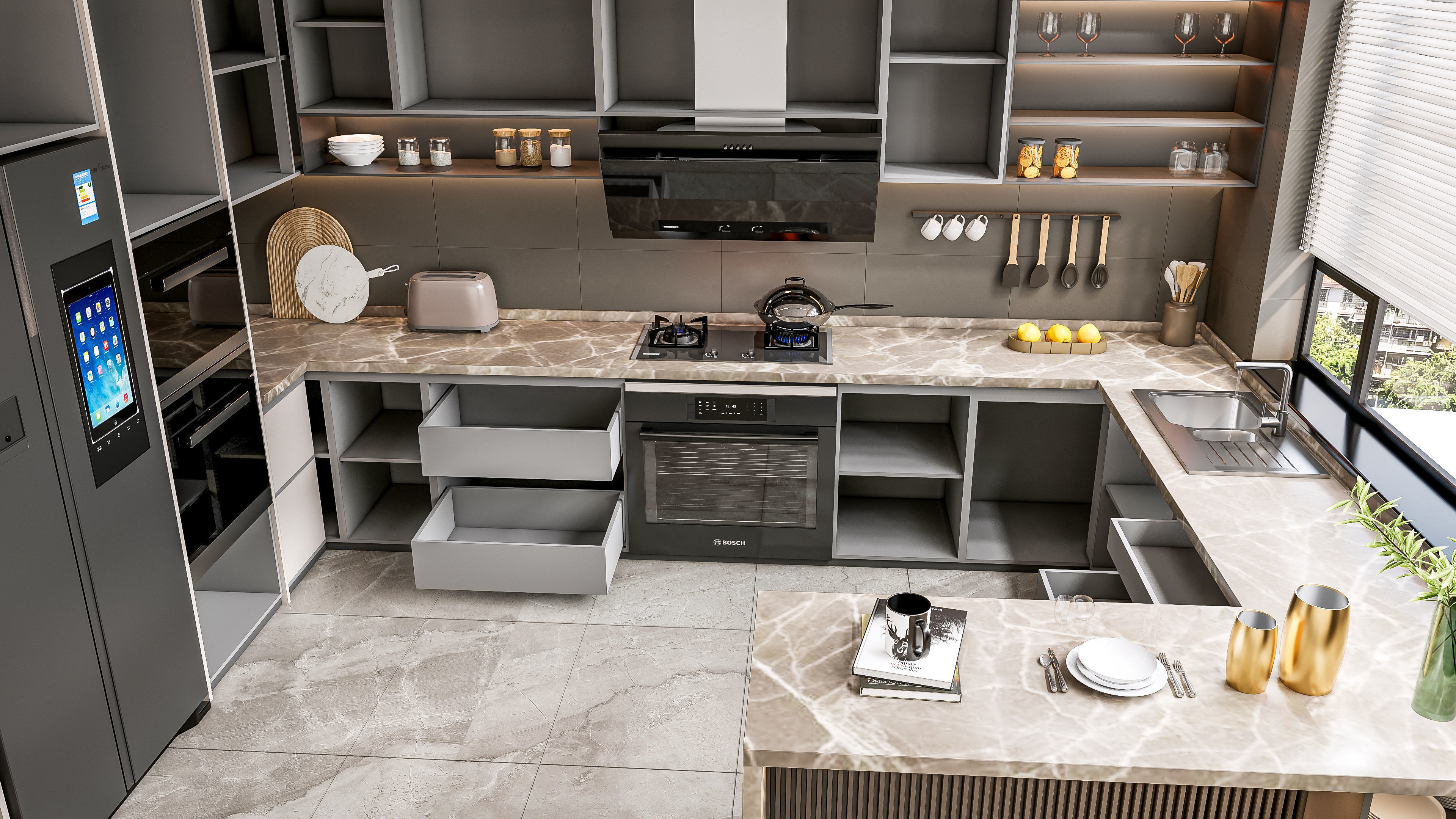 Kitchen fully parametric Resizable manufacturable 0066 3D model_15