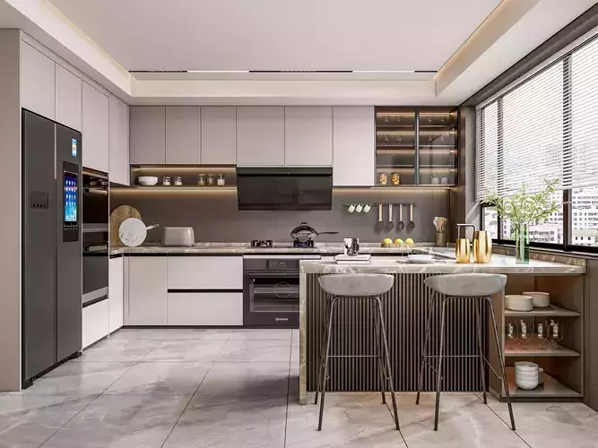 Kitchen fully parametric Resizable manufacturable 0066 3D model
