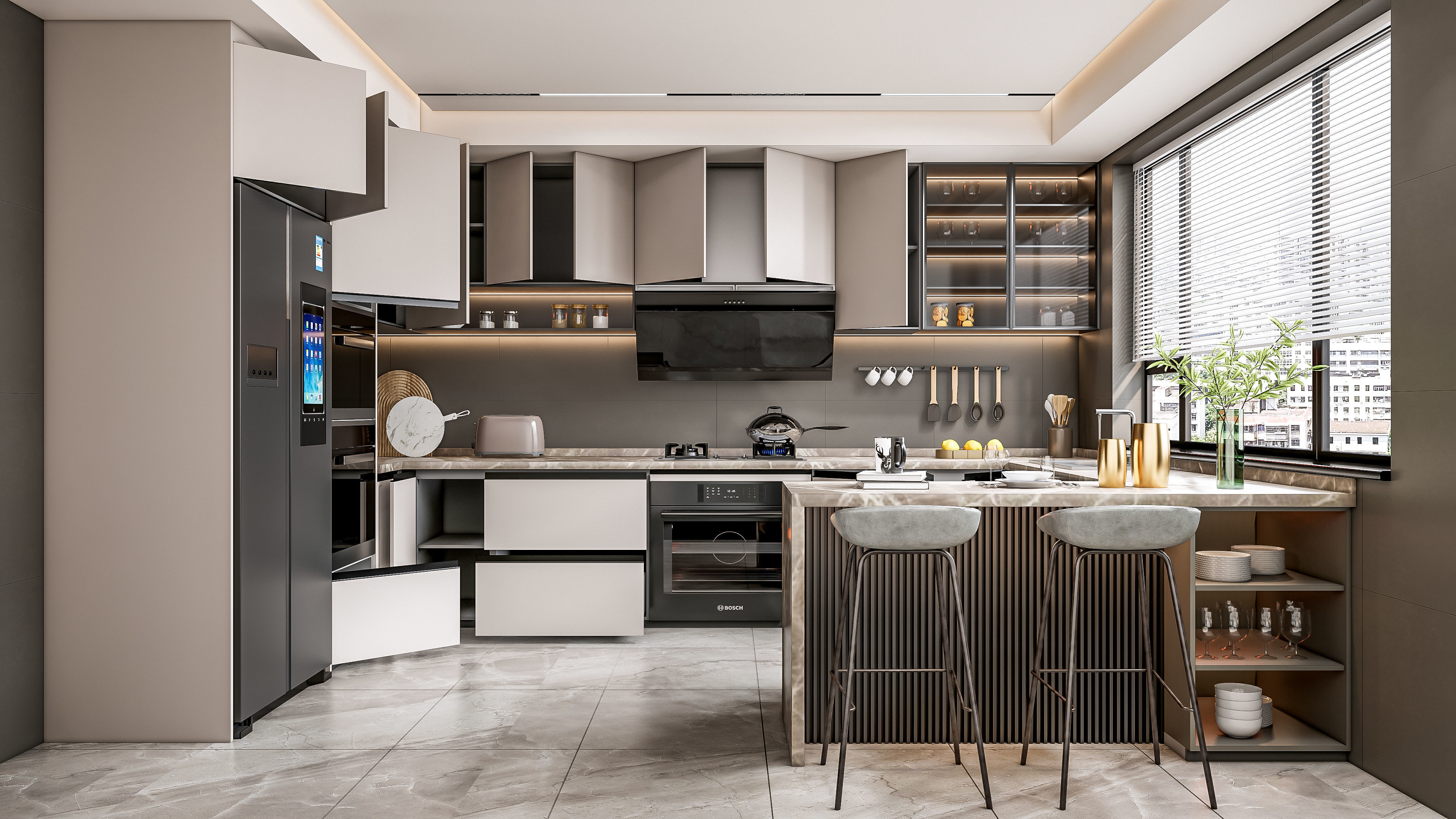 Kitchen fully parametric Resizable manufacturable 0066 3D model_1