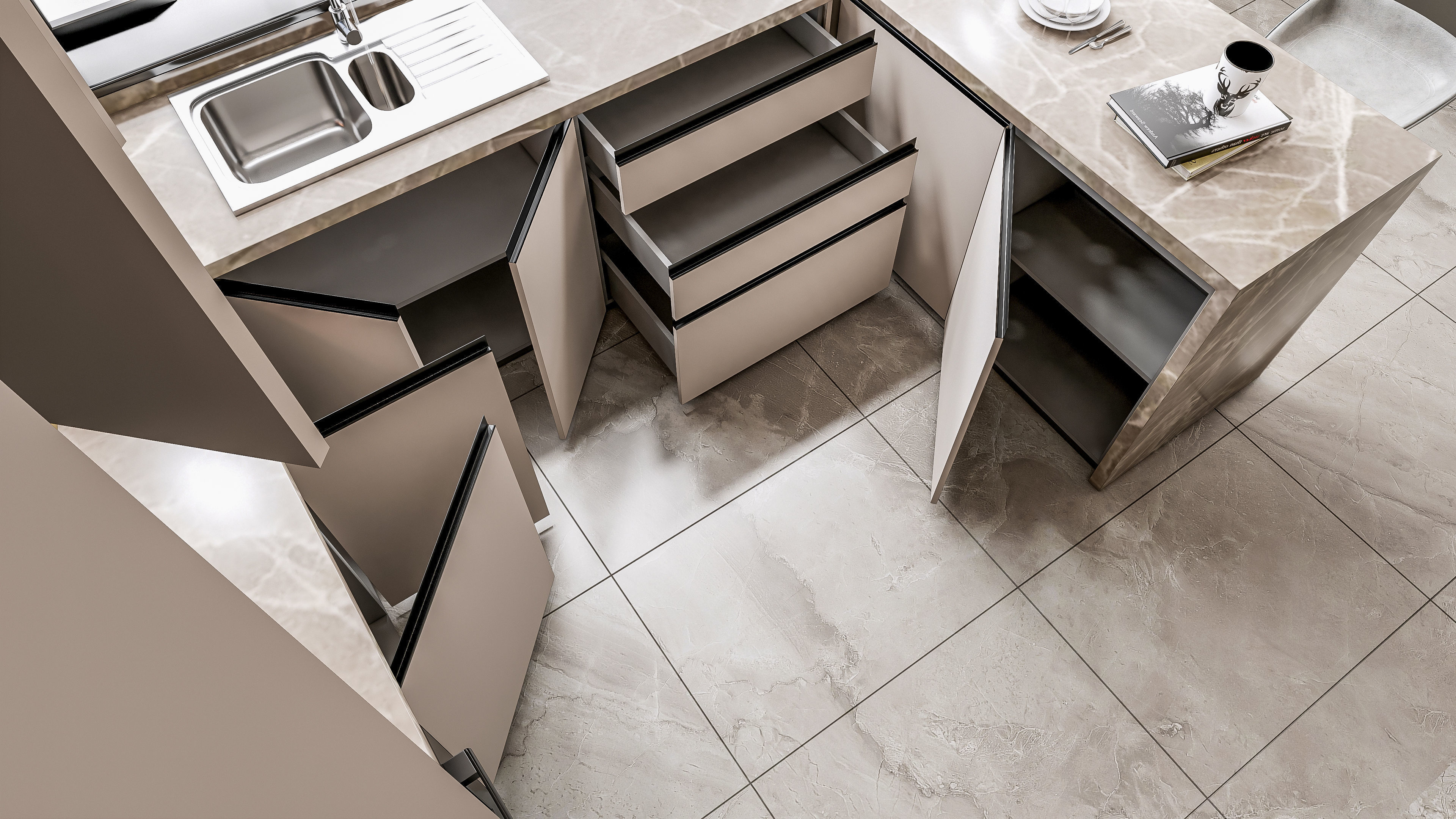 Kitchen fully parametric Resizable manufacturable 0066 3D model_2