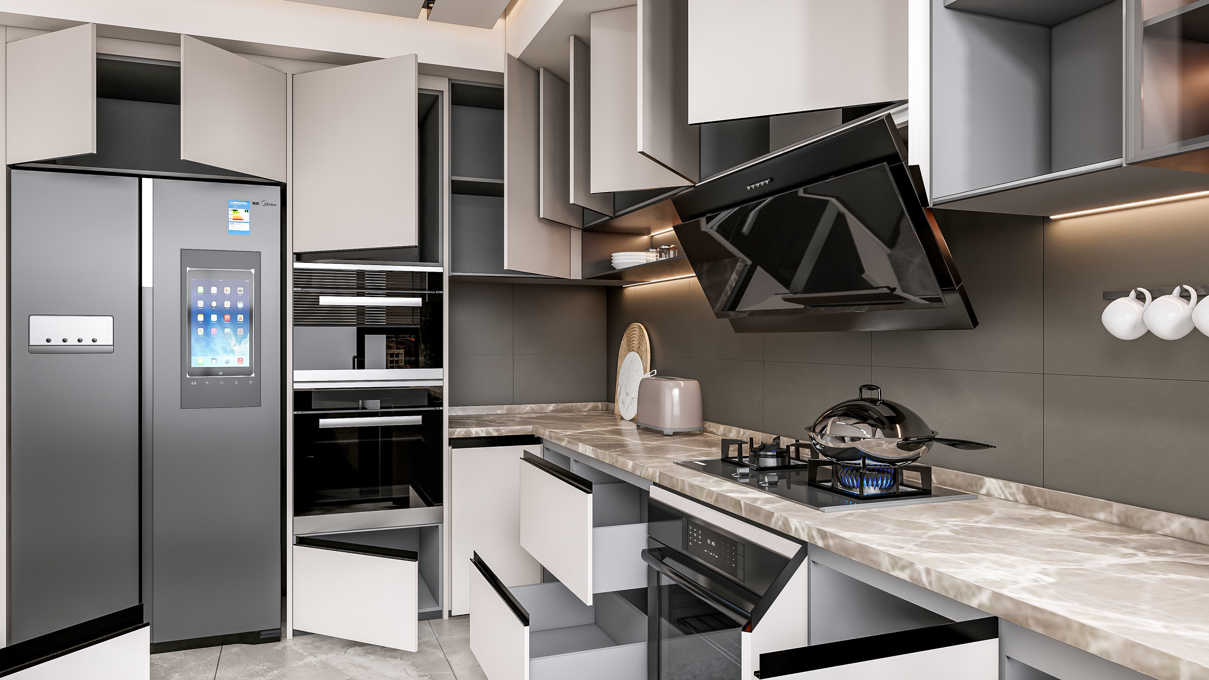 Kitchen fully parametric Resizable manufacturable 0066 3D model_3