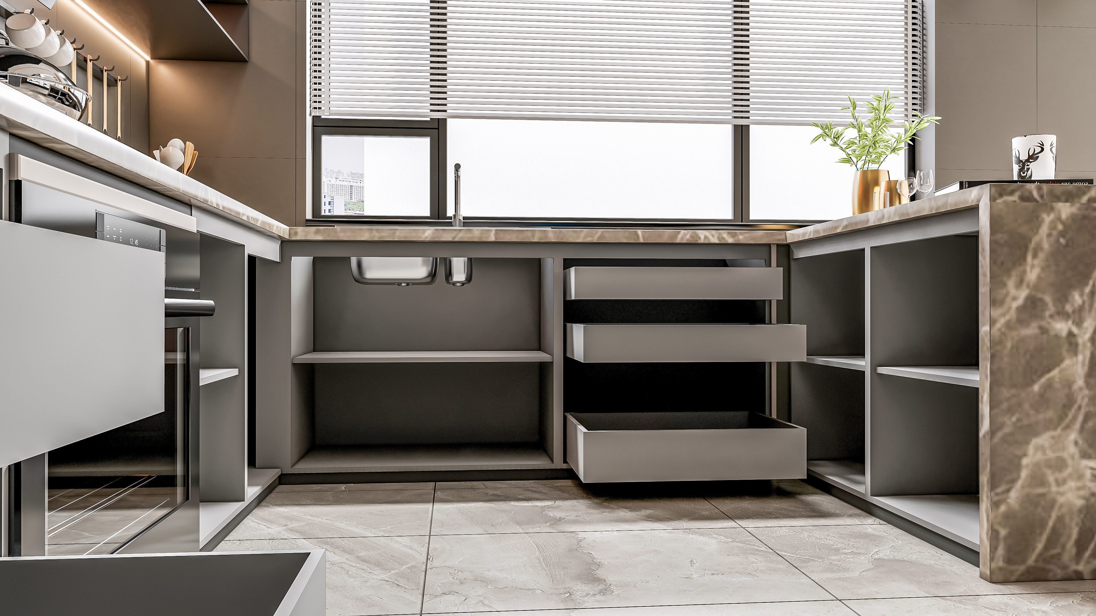 Kitchen fully parametric Resizable manufacturable 0066 3D model_13