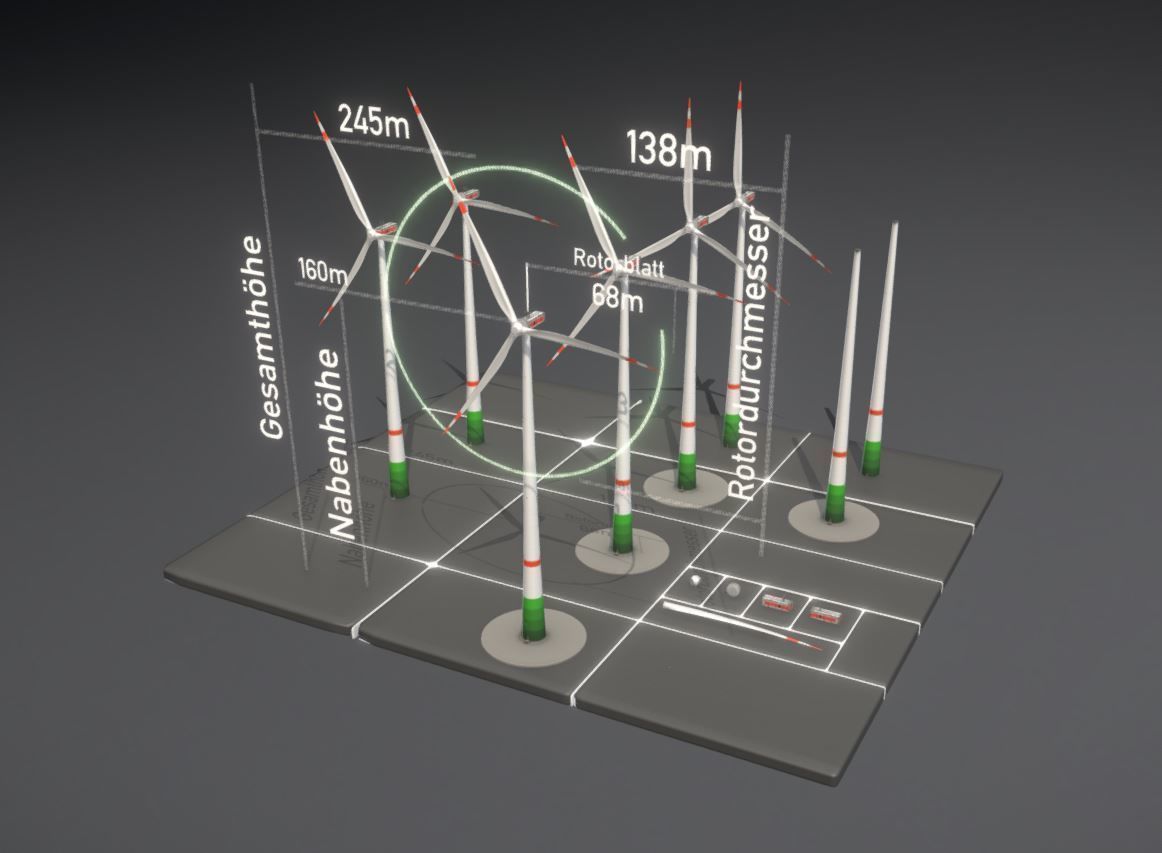 E3 Wind Turbine NH160m RD138m Low-poly 3D model_30