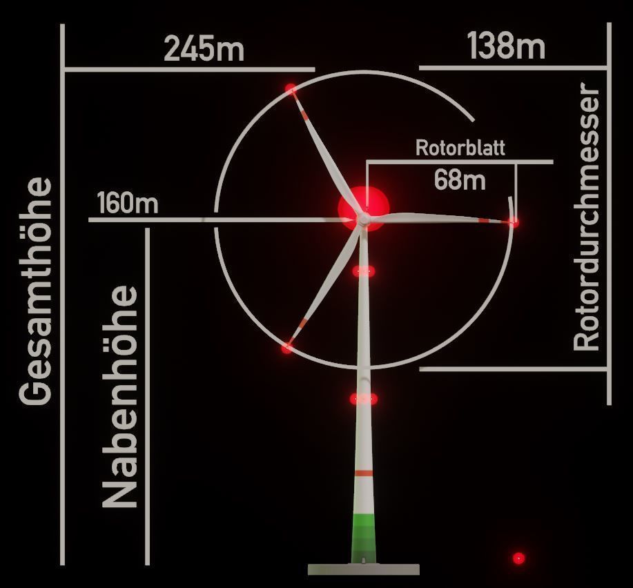E3 Wind Turbine NH160m RD138m Low-poly 3D model_10