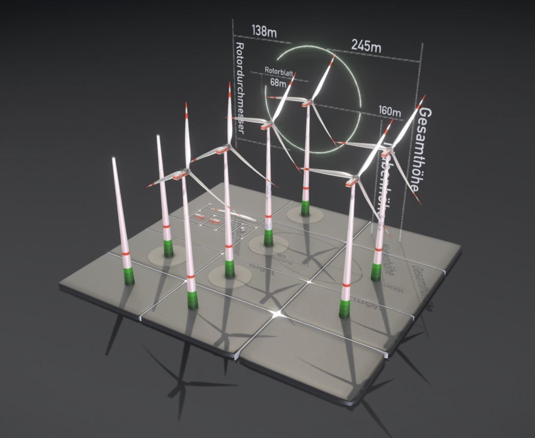E3 Wind Turbine NH160m RD138m Low-poly 3D model_25