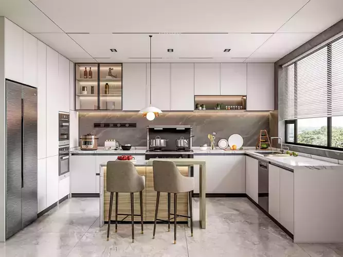 Kitchen fully parametric Resizable manufacturable 0067 3D model
