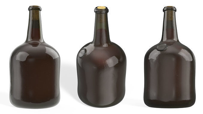 Antique Glass Rum Bottle 3D model 5