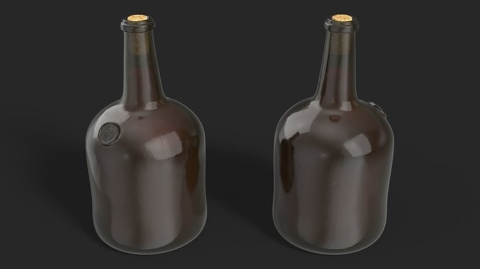 Antique Glass Rum Bottle 3D model 4