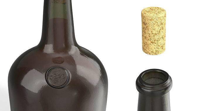 Antique Glass Rum Bottle 3D model 7