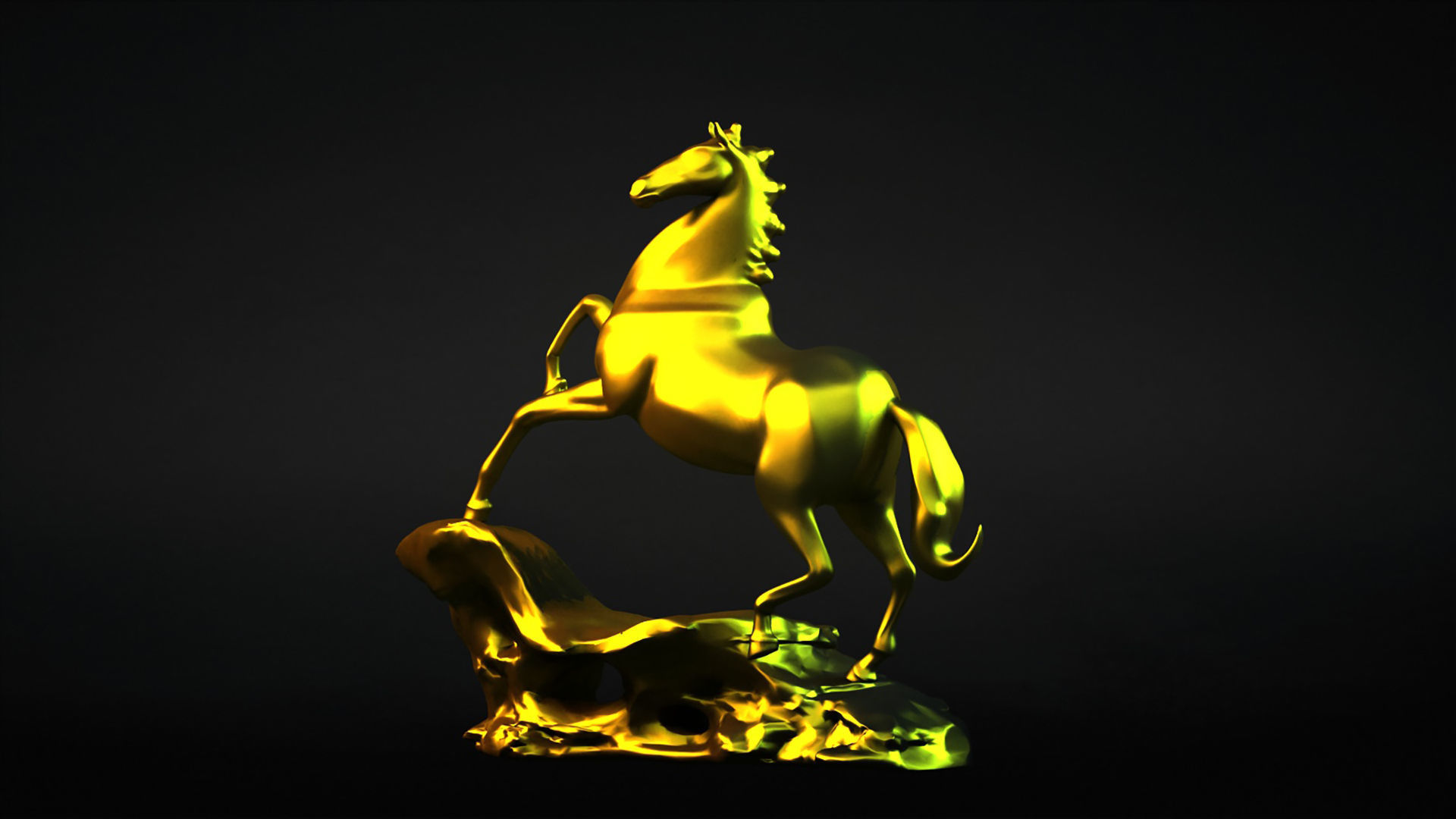 Carving Horse And Marble Stone Horse 3D model_2