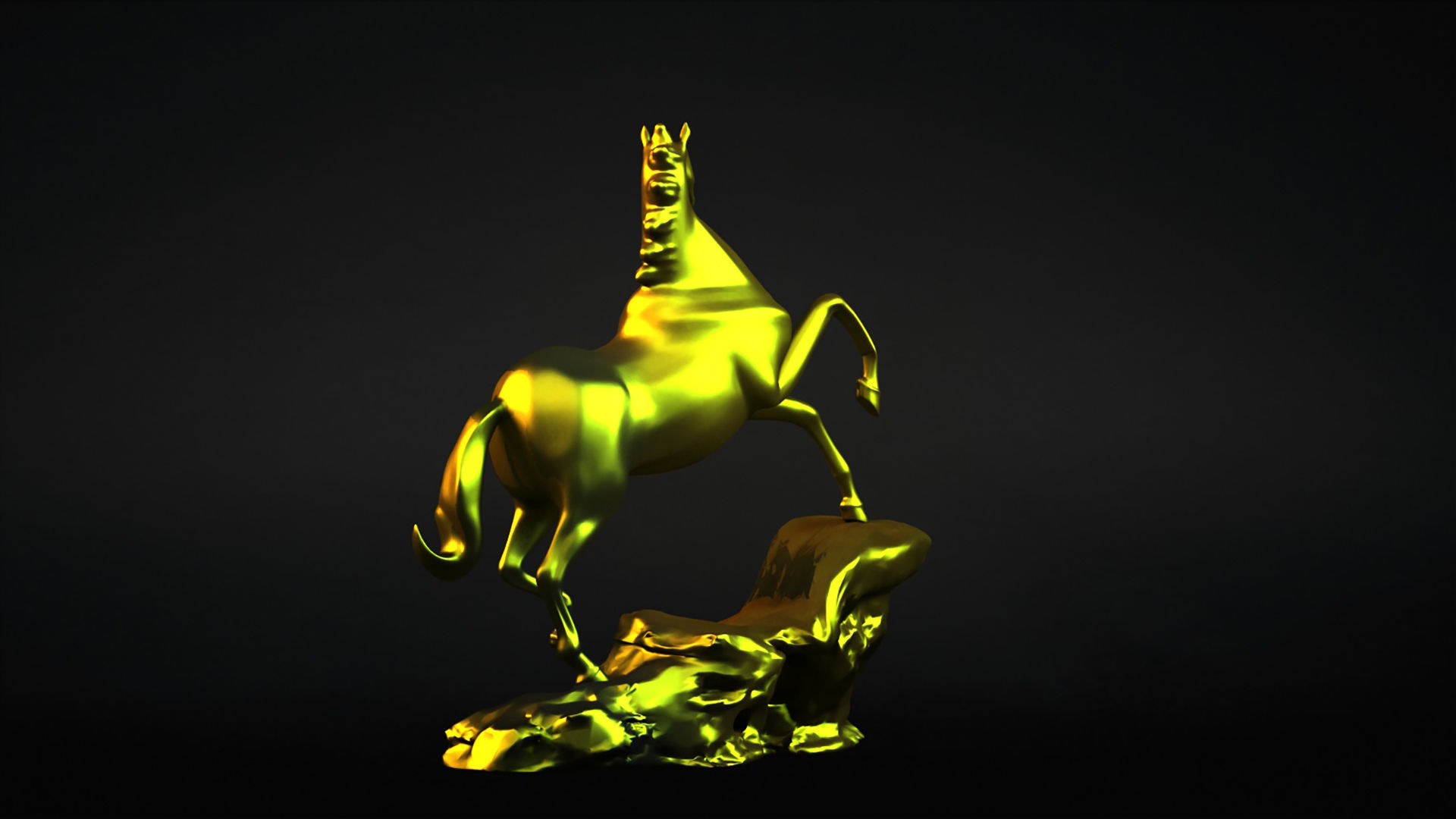 Carving Horse And Marble Stone Horse 3D model_1