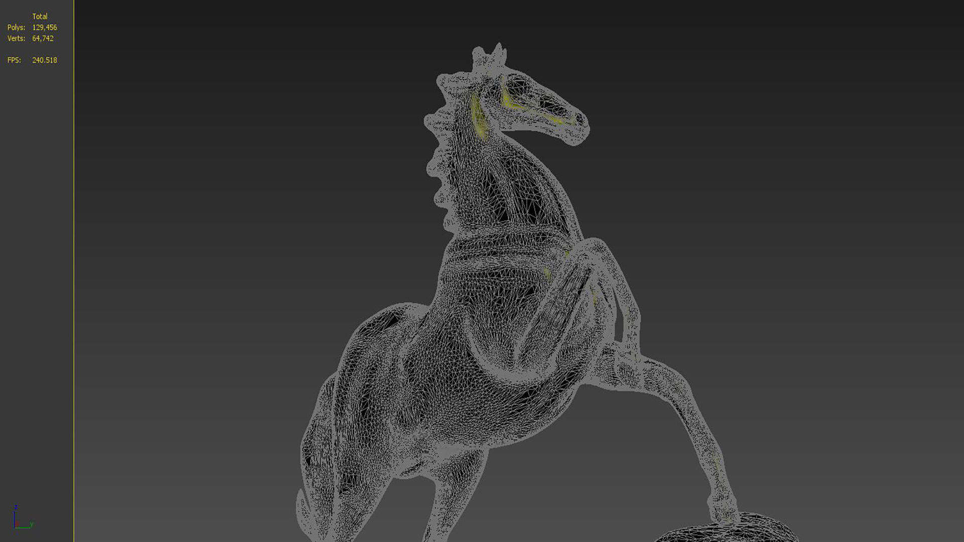 Carving Horse And Marble Stone Horse 3D model_5
