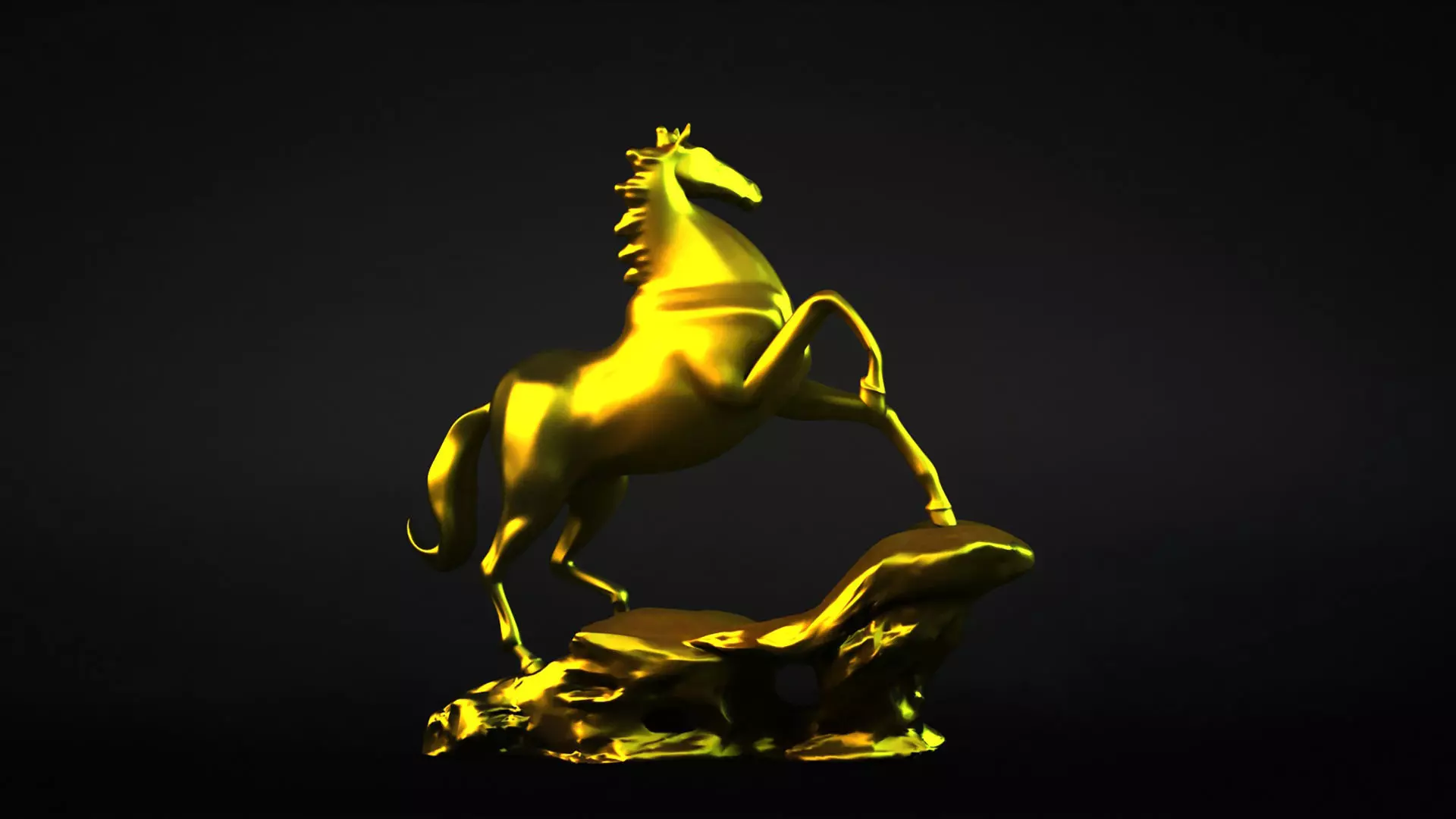 Carving Horse And Marble Stone Horse 3D model_0