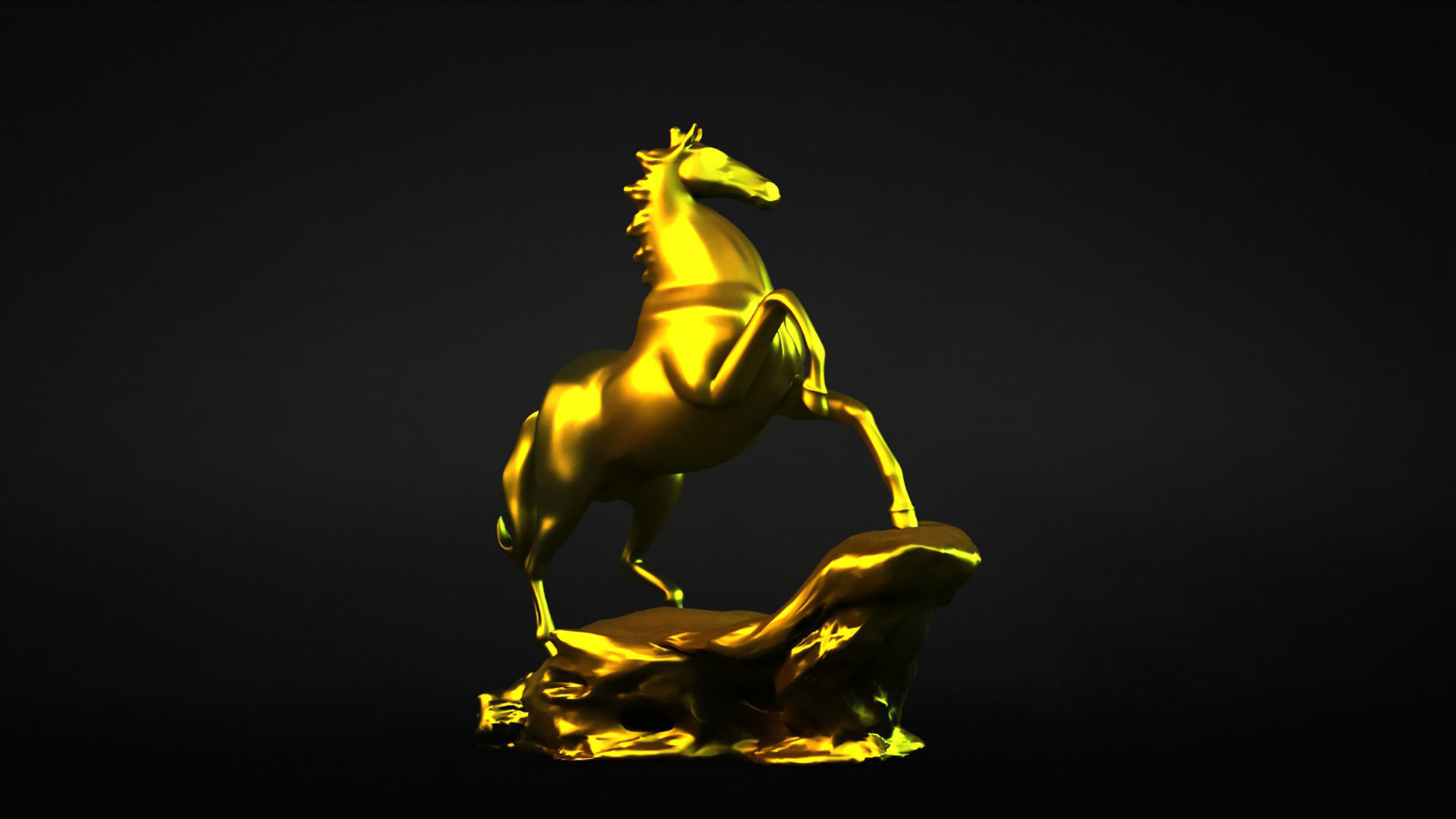 Carving Horse And Marble Stone Horse 3D model_4
