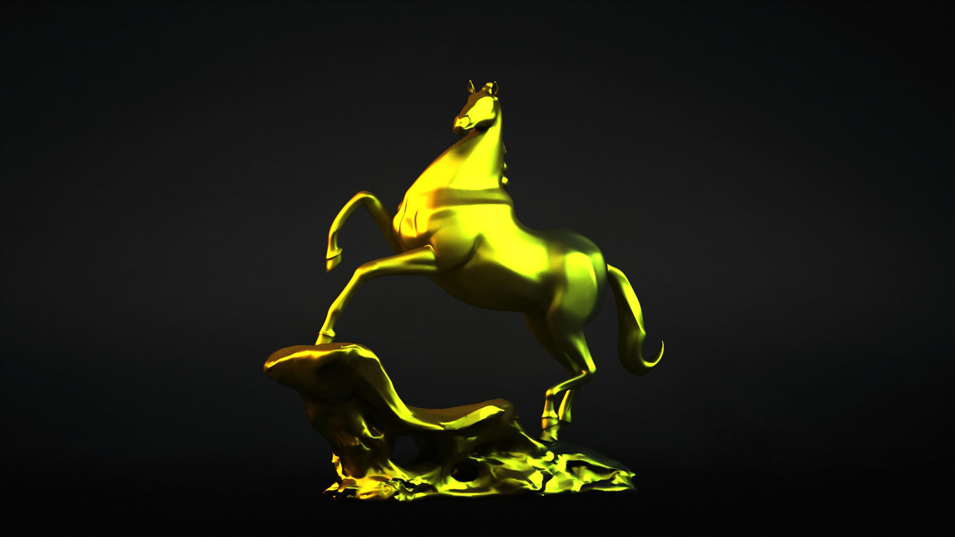 Carving Horse And Marble Stone Horse 3D model_3