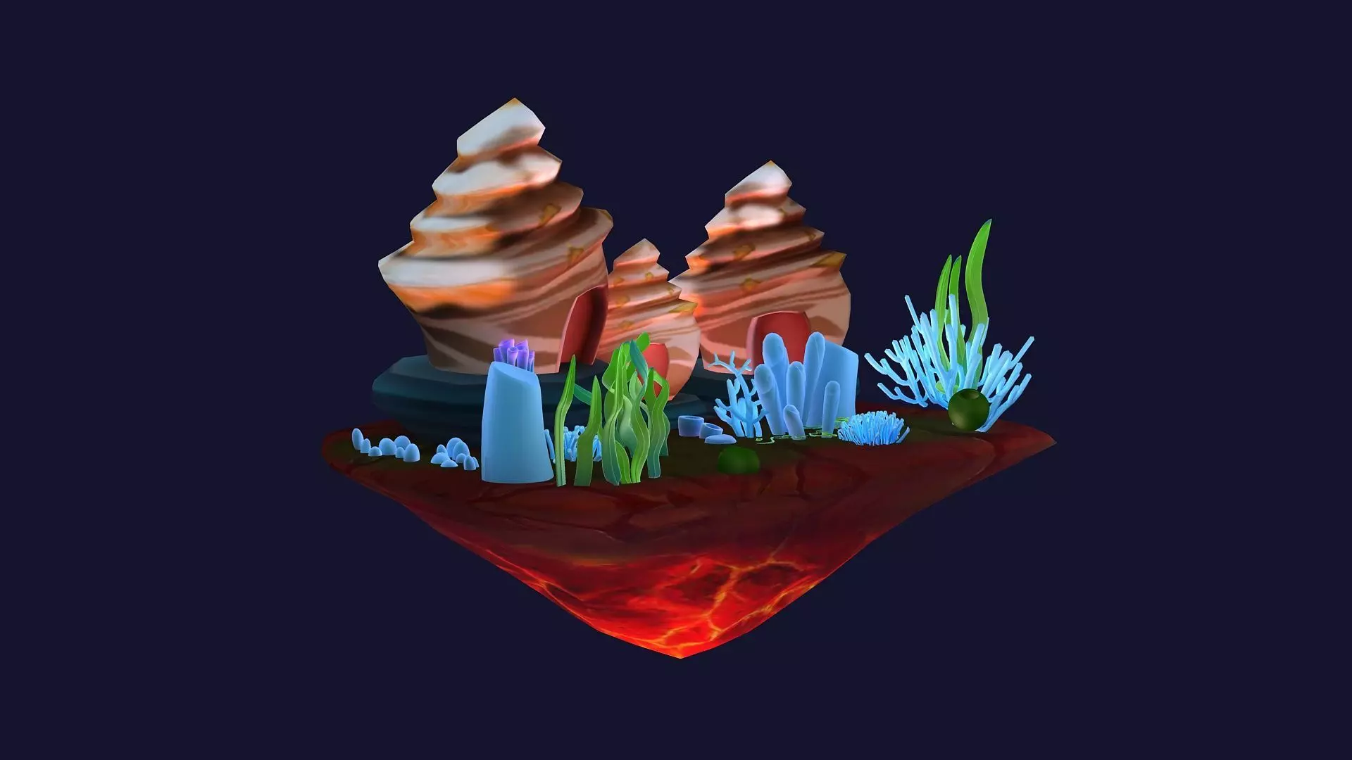 Cartoon House shell house decorative sealife coral ocean 3D model