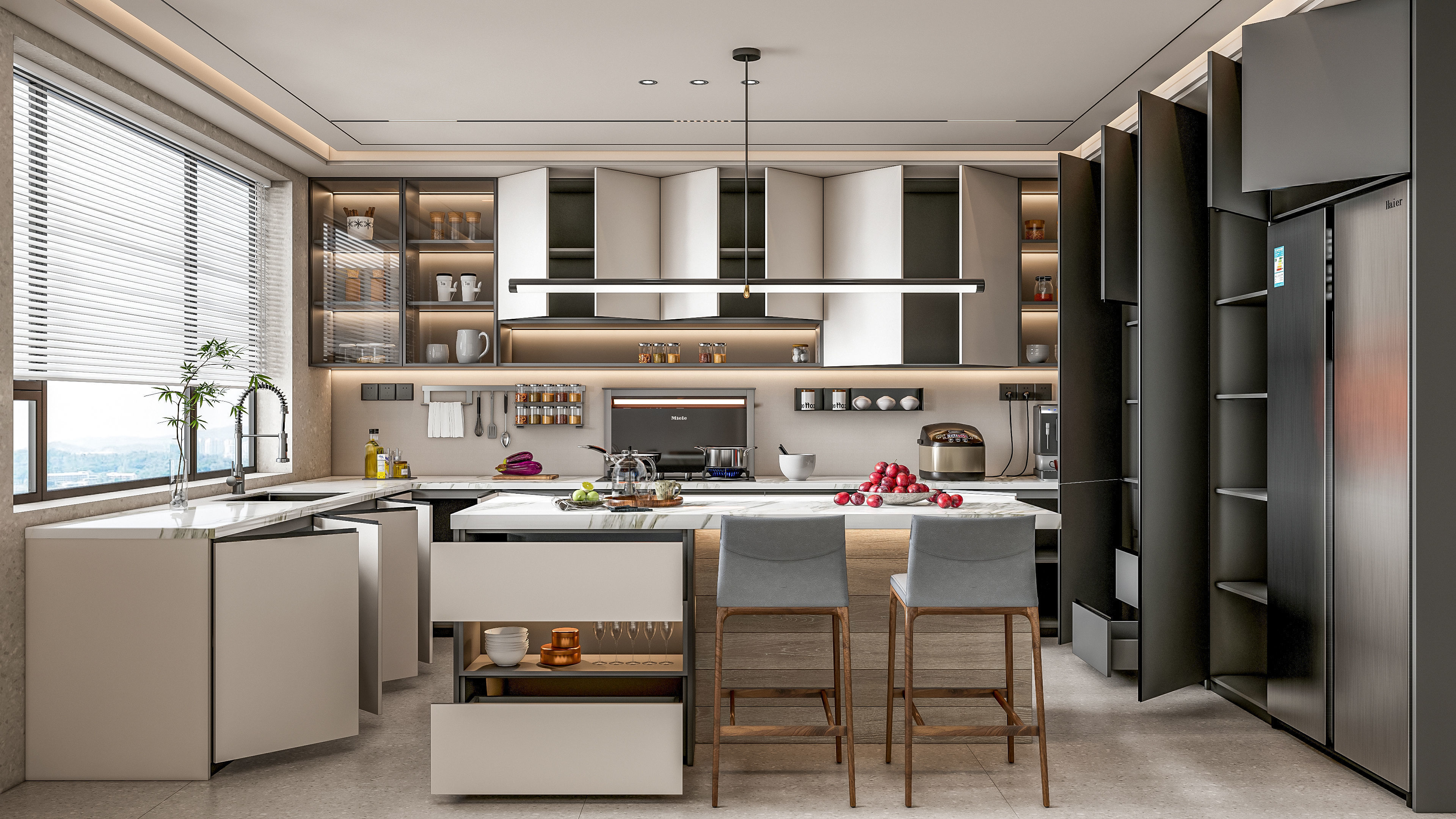 Kitchen fully parametric Resizable manufacturable 0068 3D model_2