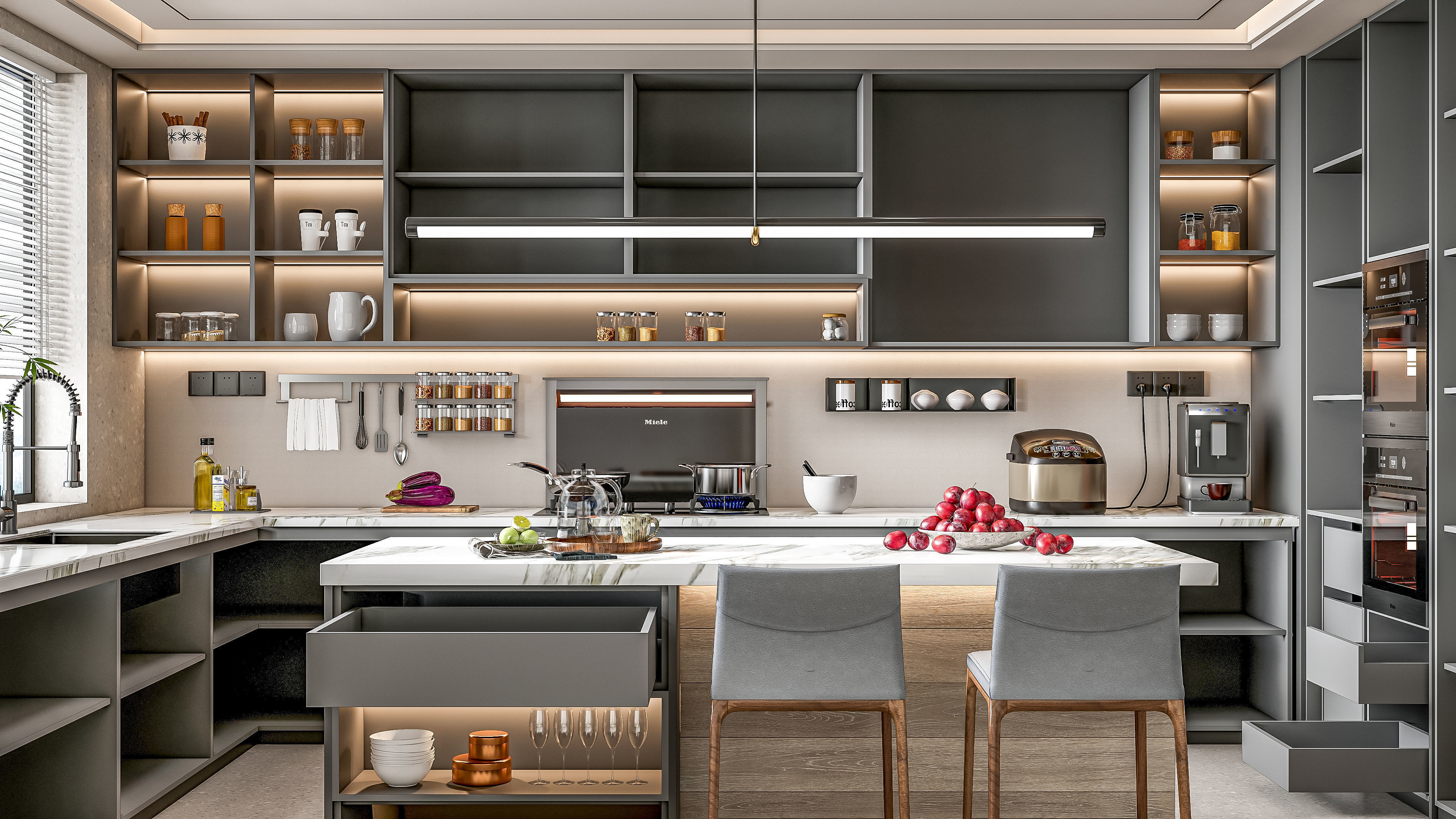 Kitchen fully parametric Resizable manufacturable 0068 3D model_16