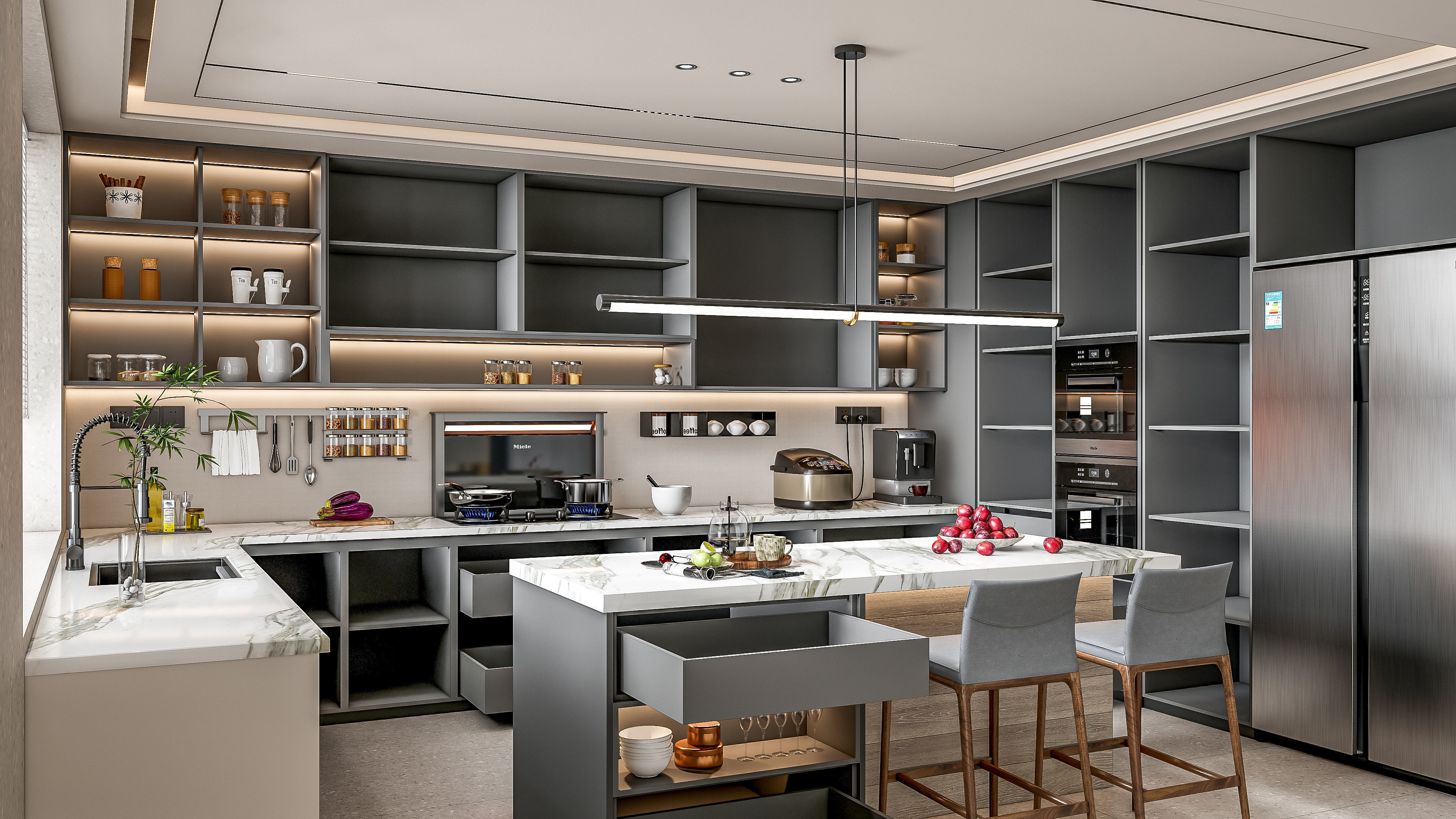 Kitchen fully parametric Resizable manufacturable 0068 3D model_14