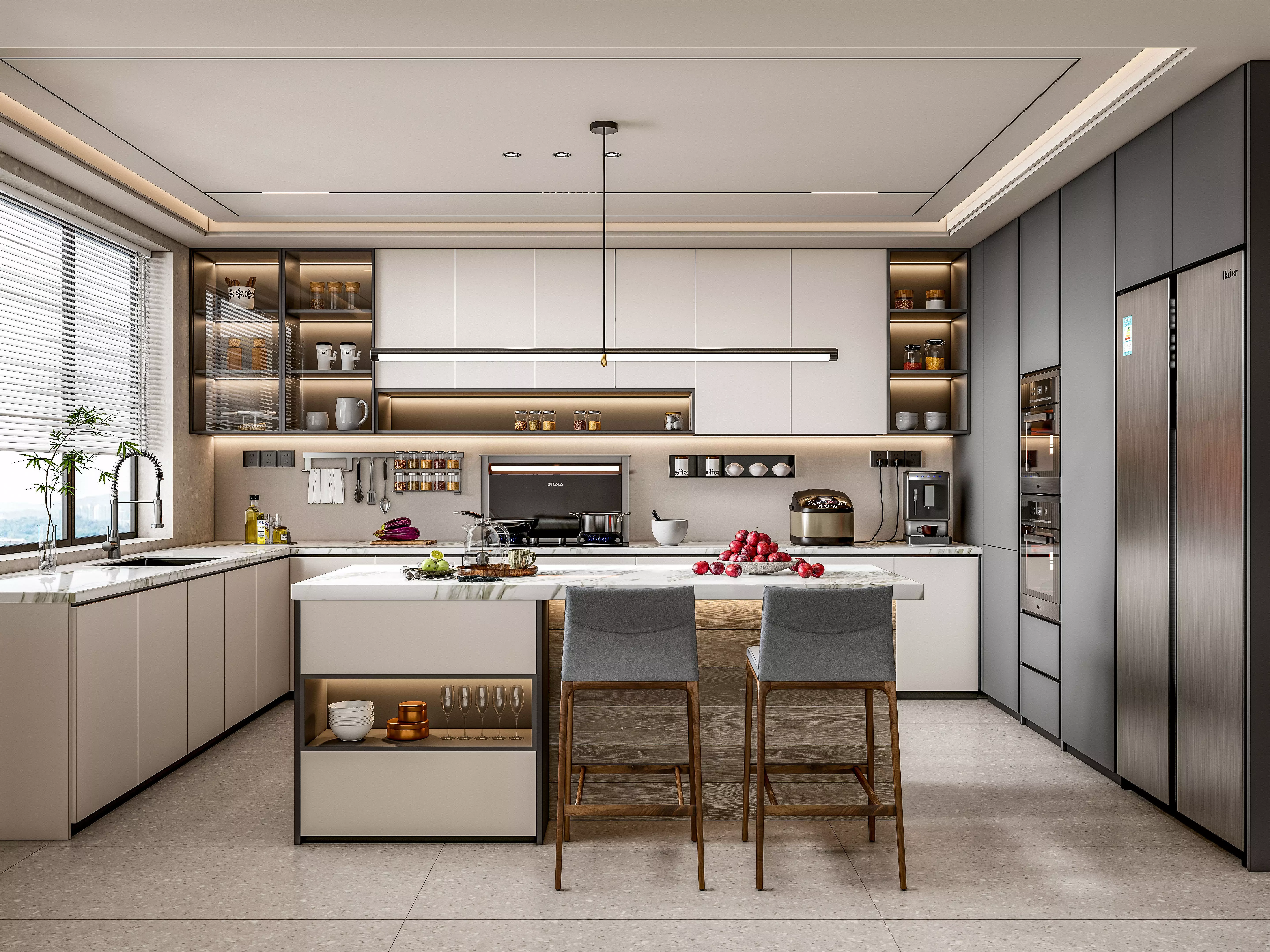 Kitchen fully parametric Resizable manufacturable 0068 3D model_0