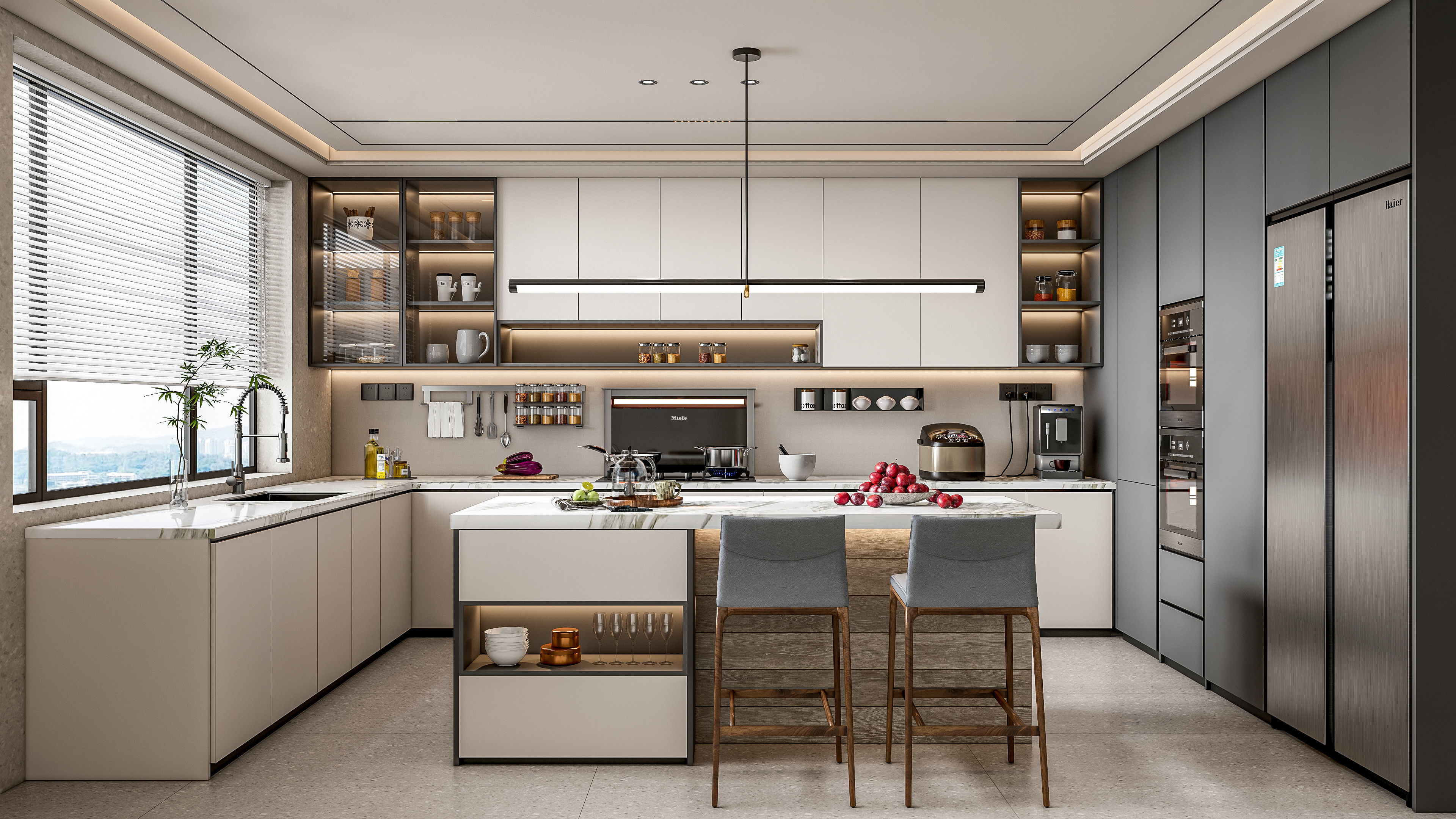 Kitchen fully parametric Resizable manufacturable 0068 3D model_3