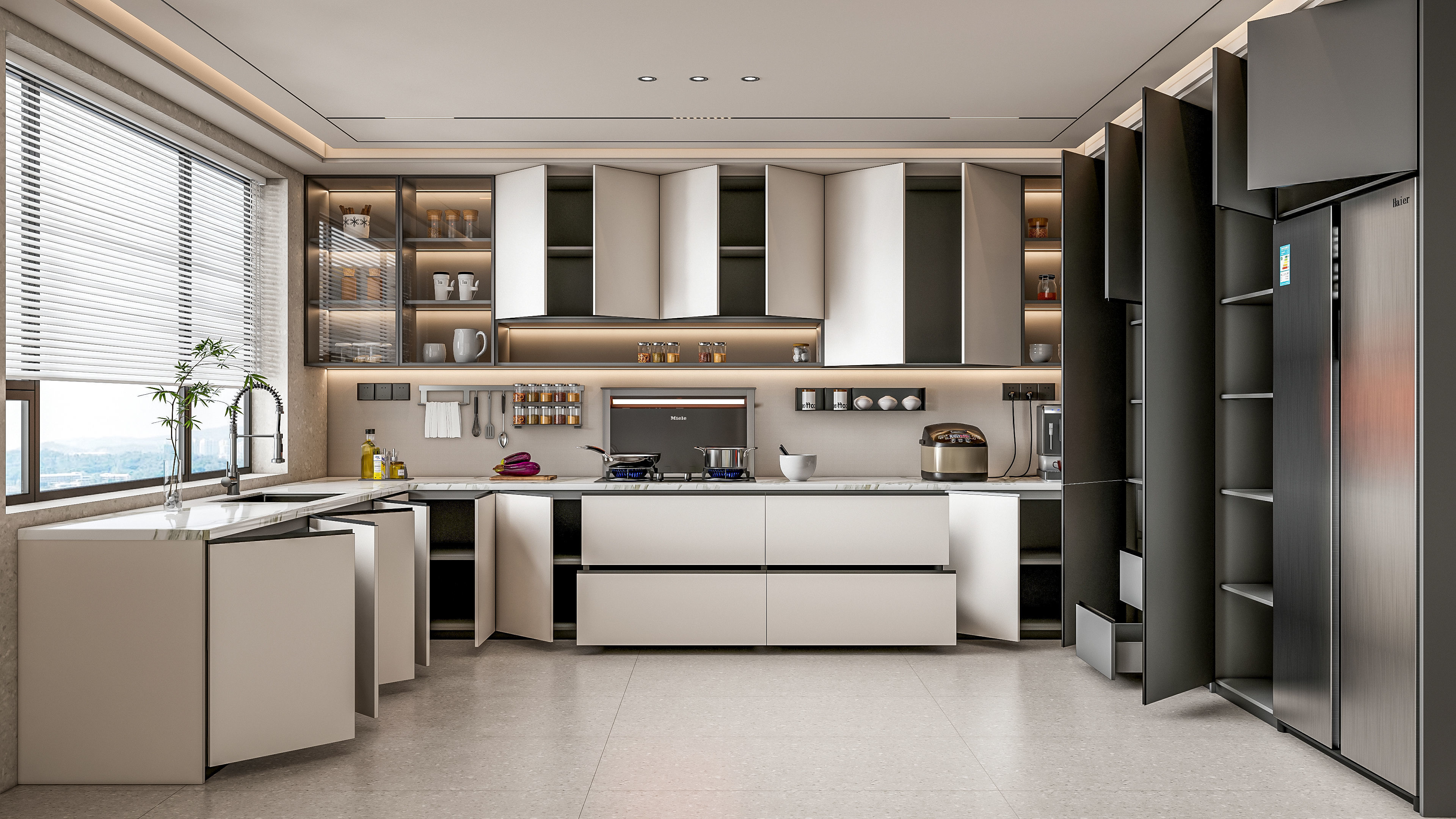 Kitchen fully parametric Resizable manufacturable 0068 3D model_1