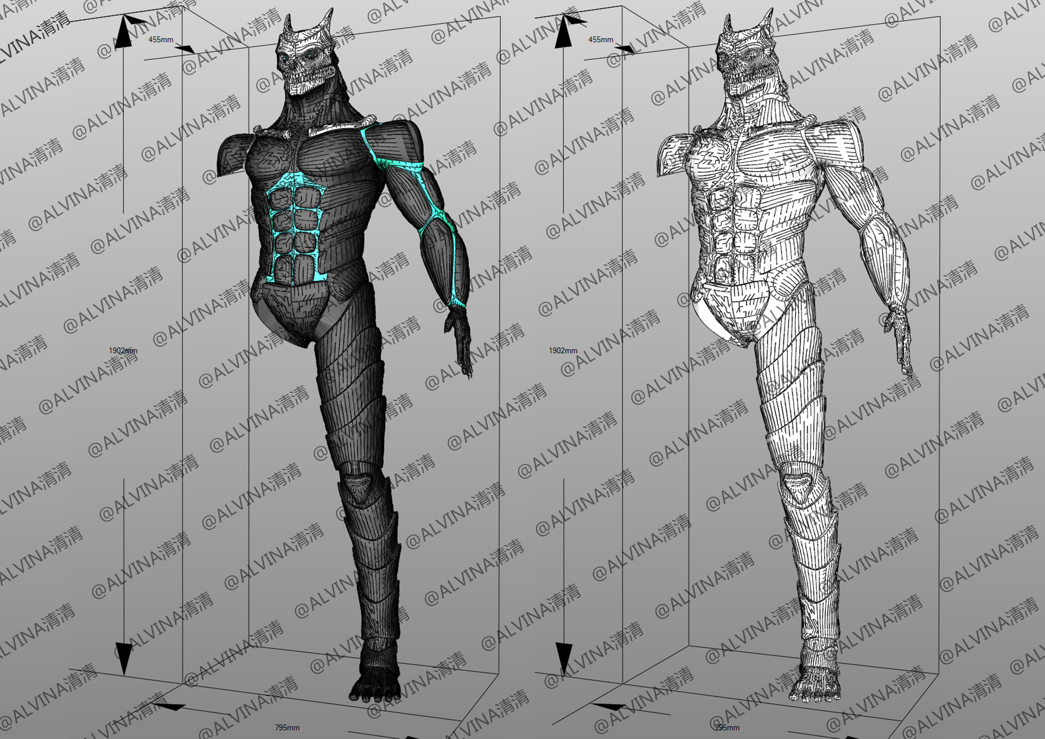 Kaiju No 8 Armor - DIY Cosplay Pepakura Foam Template Low-poly 3D model_3