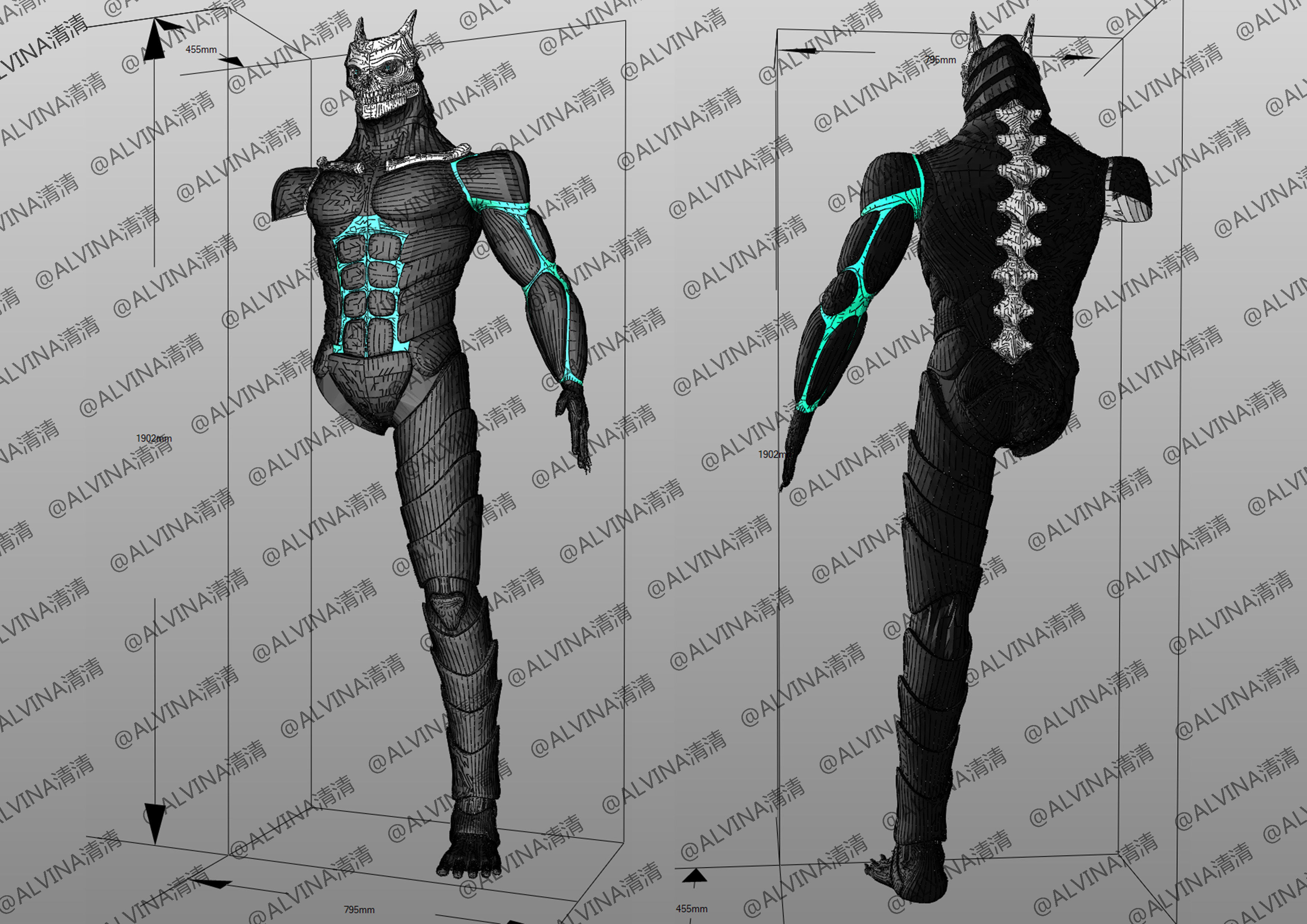 Kaiju No 8 Armor - DIY Cosplay Pepakura Foam Template Low-poly 3D model_2