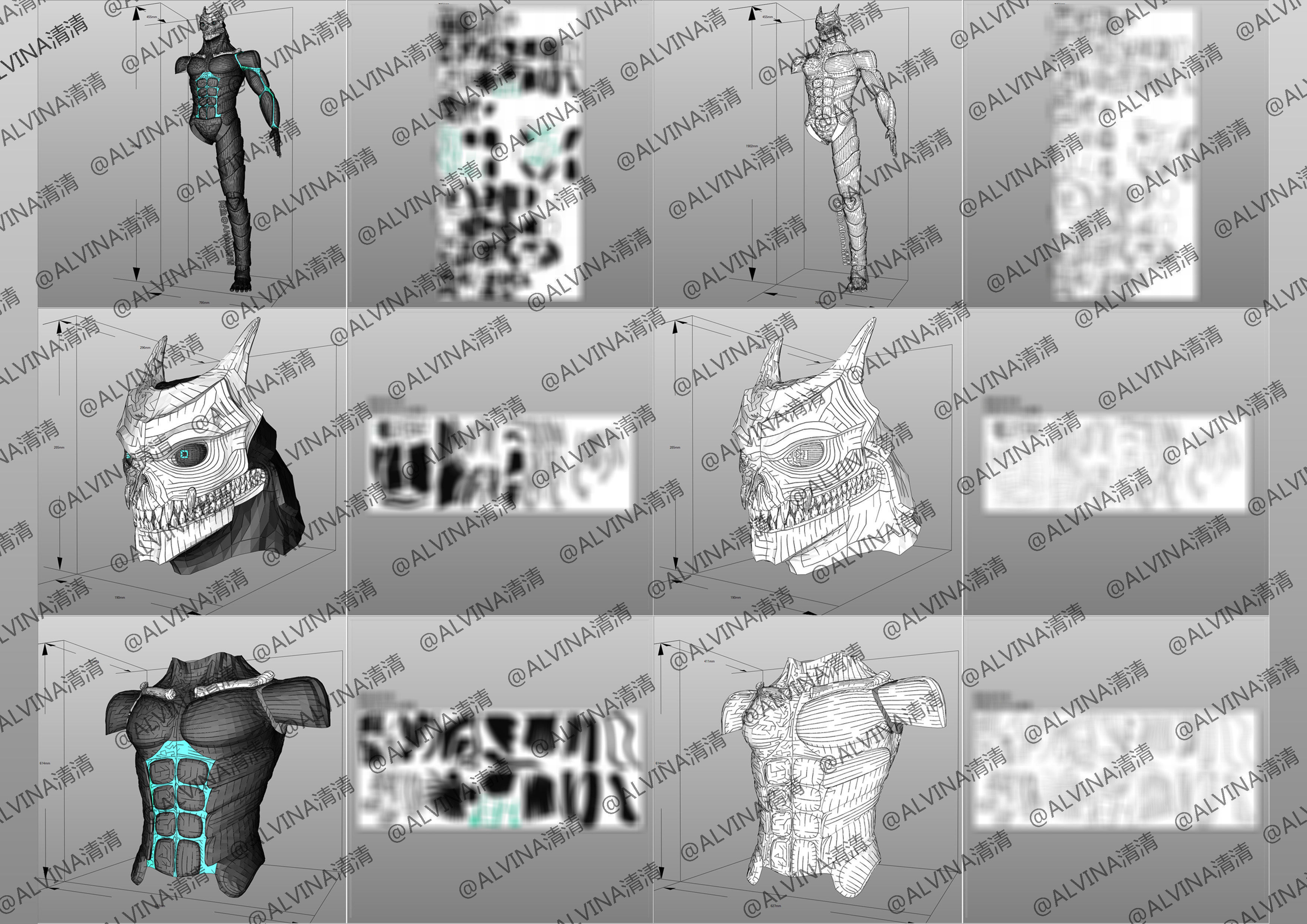 Kaiju No 8 Armor - DIY Cosplay Pepakura Foam Template Low-poly 3D model_5