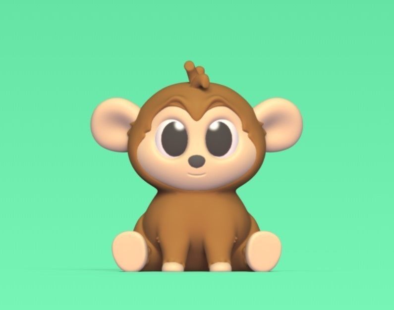 Cute Sitting Monkey 3D print model_1