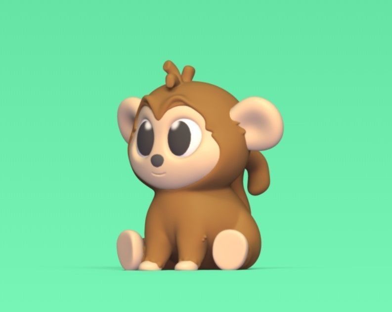 Cute Sitting Monkey 3D print model_2