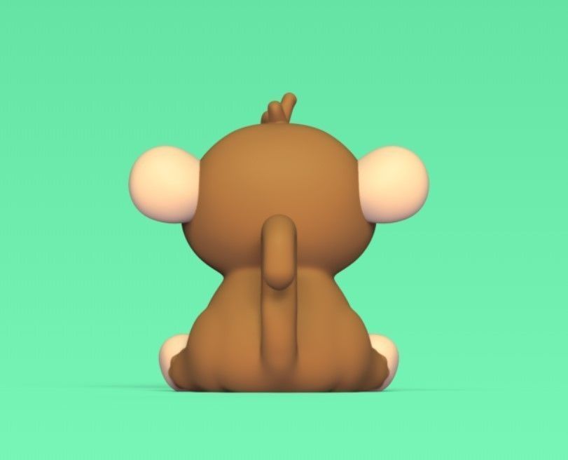 Cute Sitting Monkey 3D print model_4