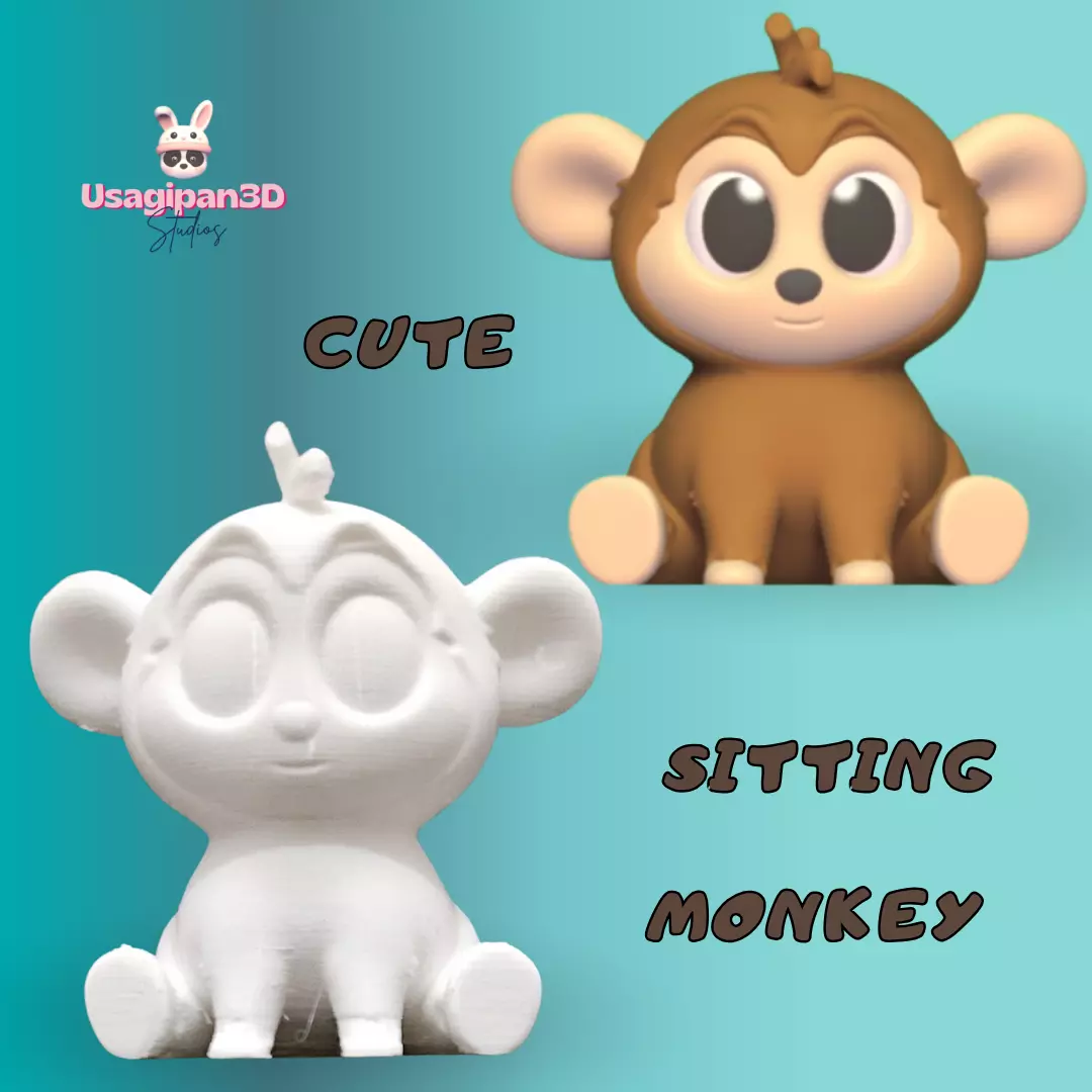 Cute Sitting Monkey 3D print model_0