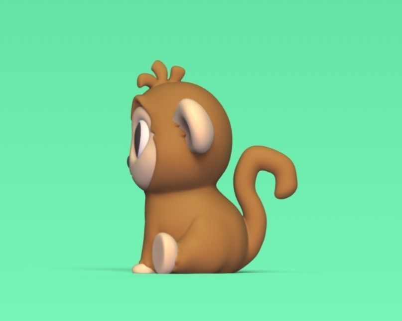 Cute Sitting Monkey 3D print model_3