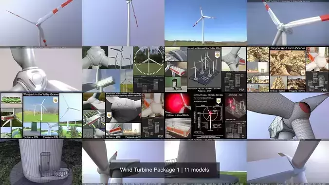 Wind Turbine Package 1 3D Model Collection