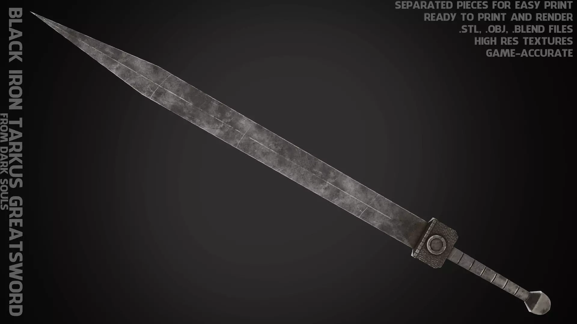 Dark Souls Black Iron Tarkus GreatSword for Cosplay 3D print model_0