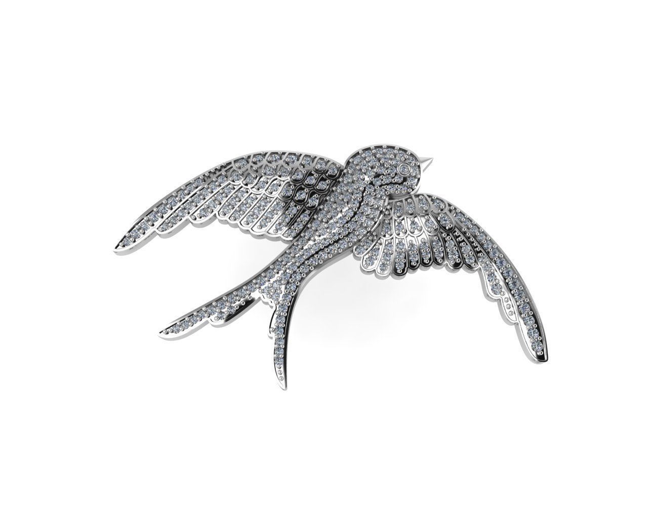Sparrow Brooch 3D print model_1