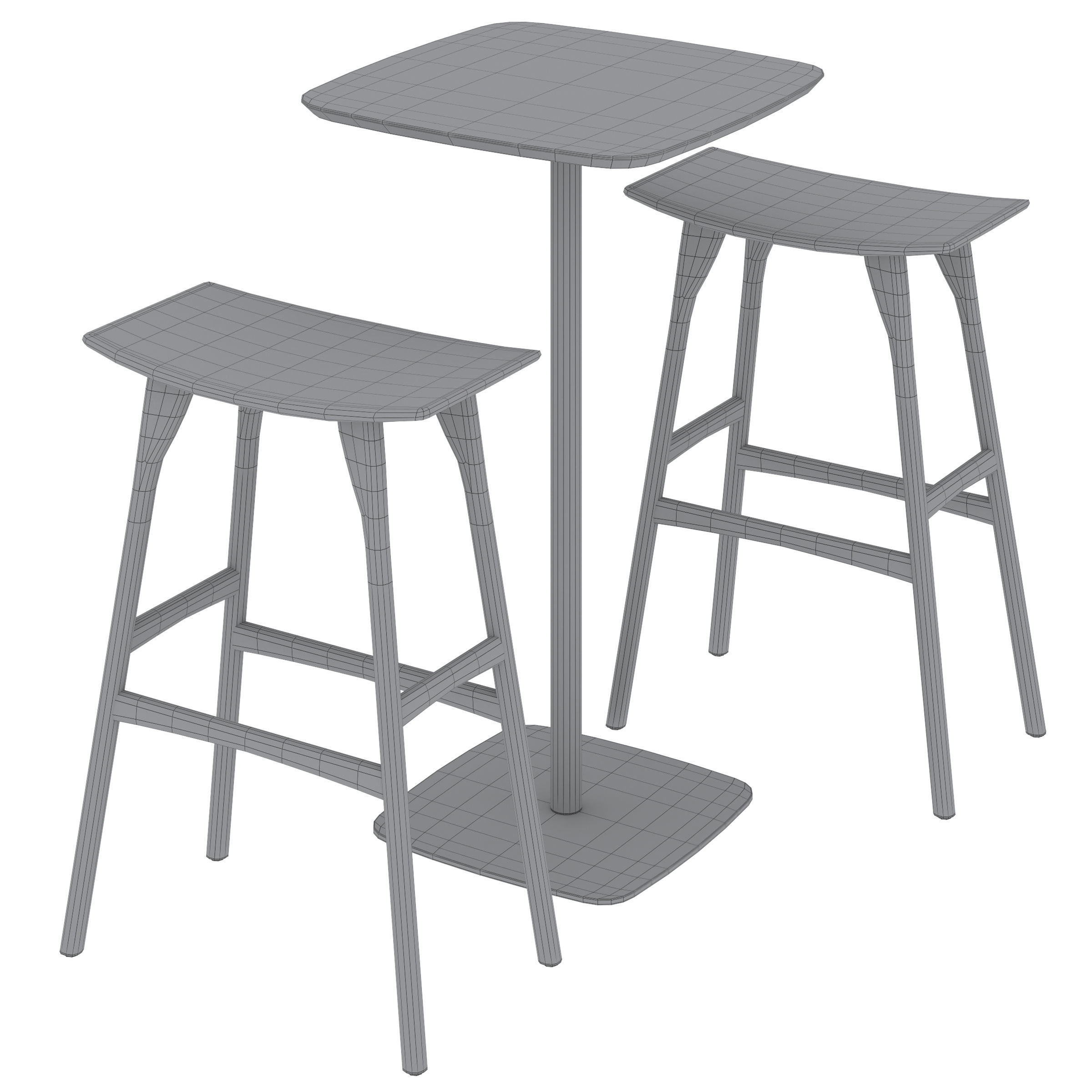 Parson bar table and Osso bar stool 3D model_4
