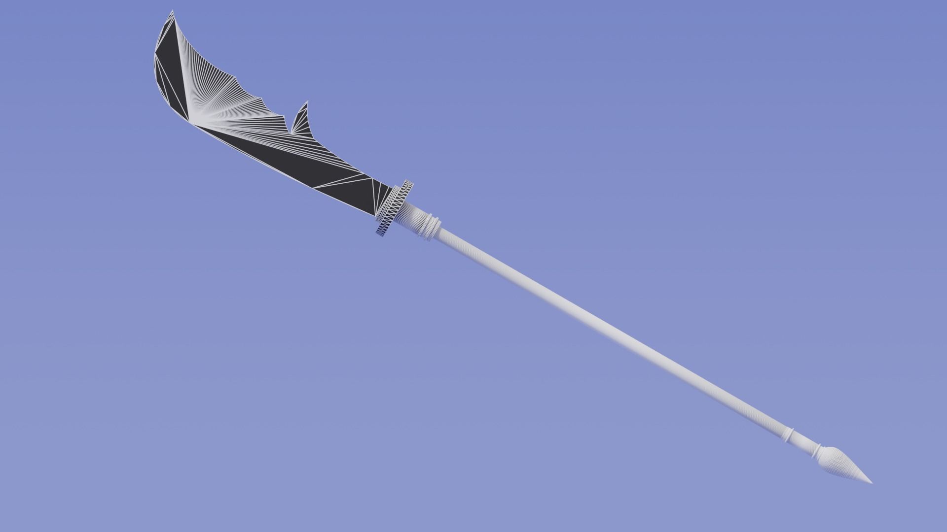 Cartoon Chinese Guan Dao 3D model_10