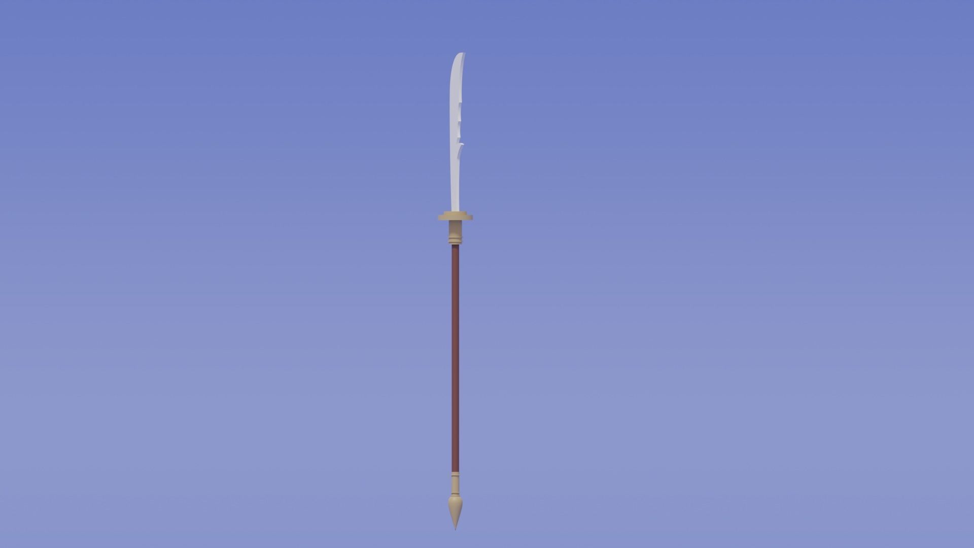 Cartoon Chinese Guan Dao 3D model_4