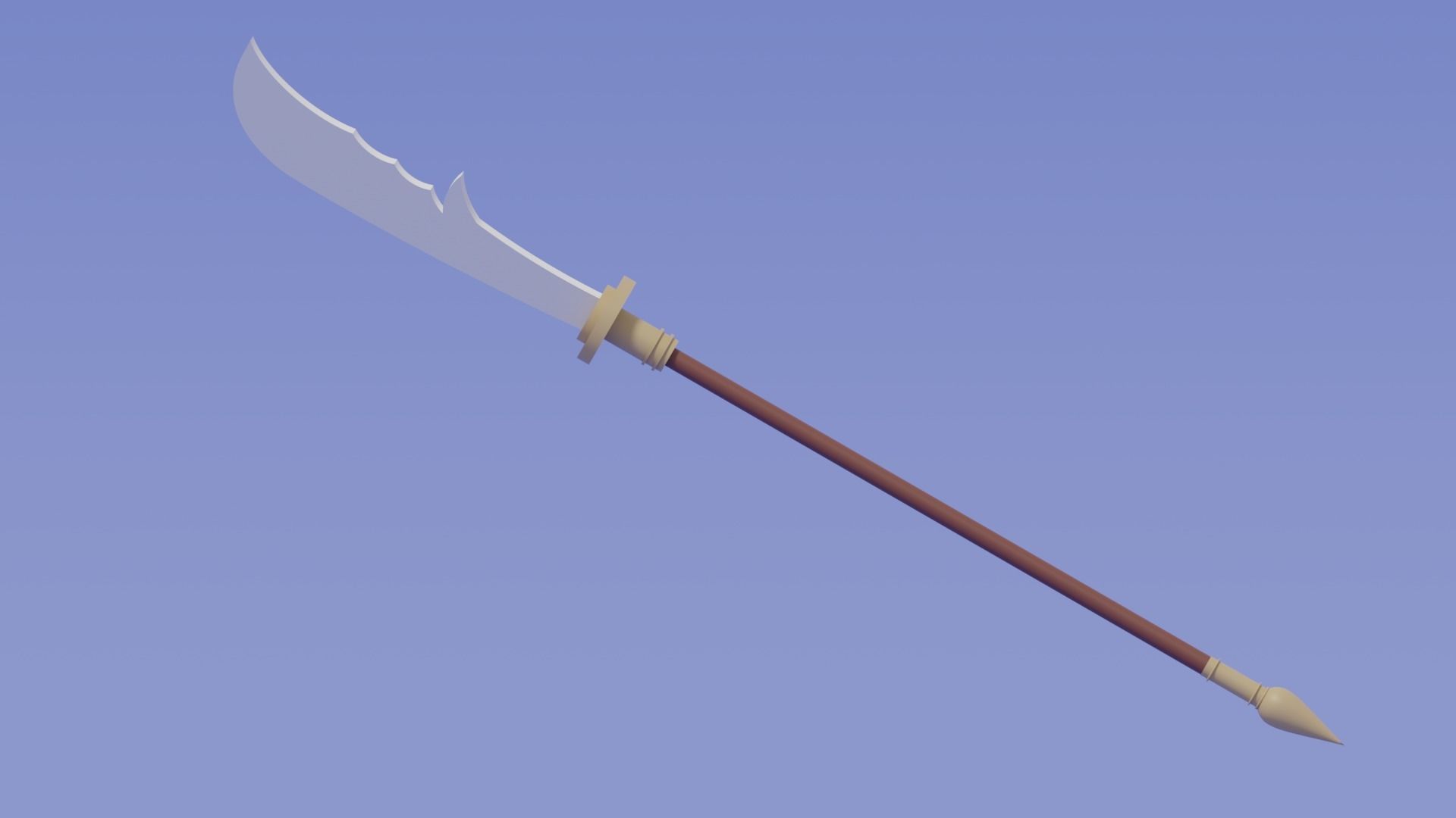 Cartoon Chinese Guan Dao 3D model_9