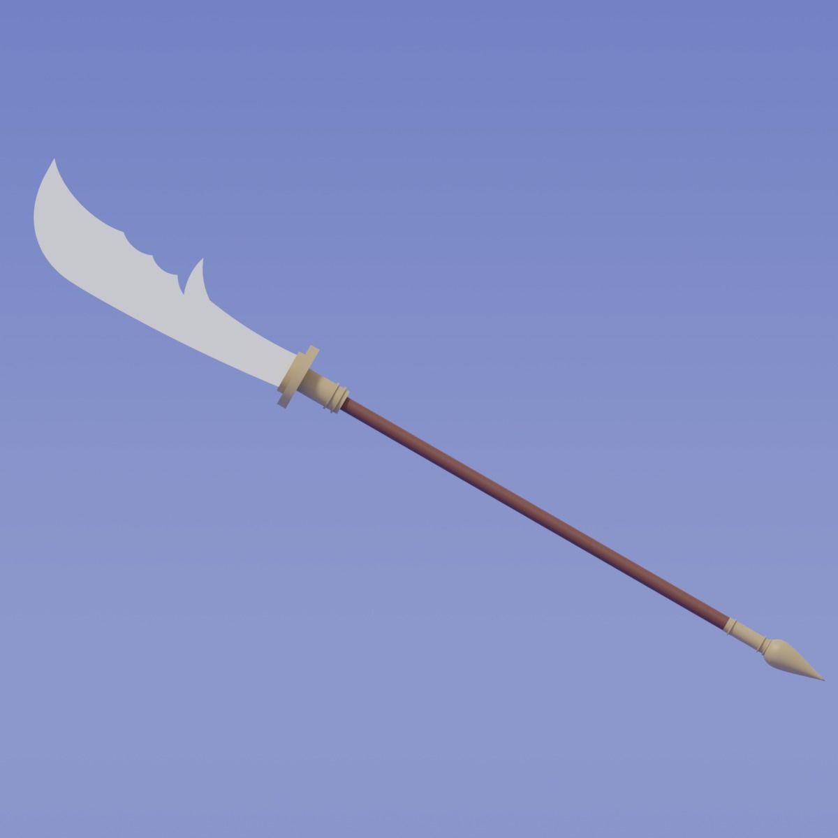 Cartoon Chinese Guan Dao 3D model_11