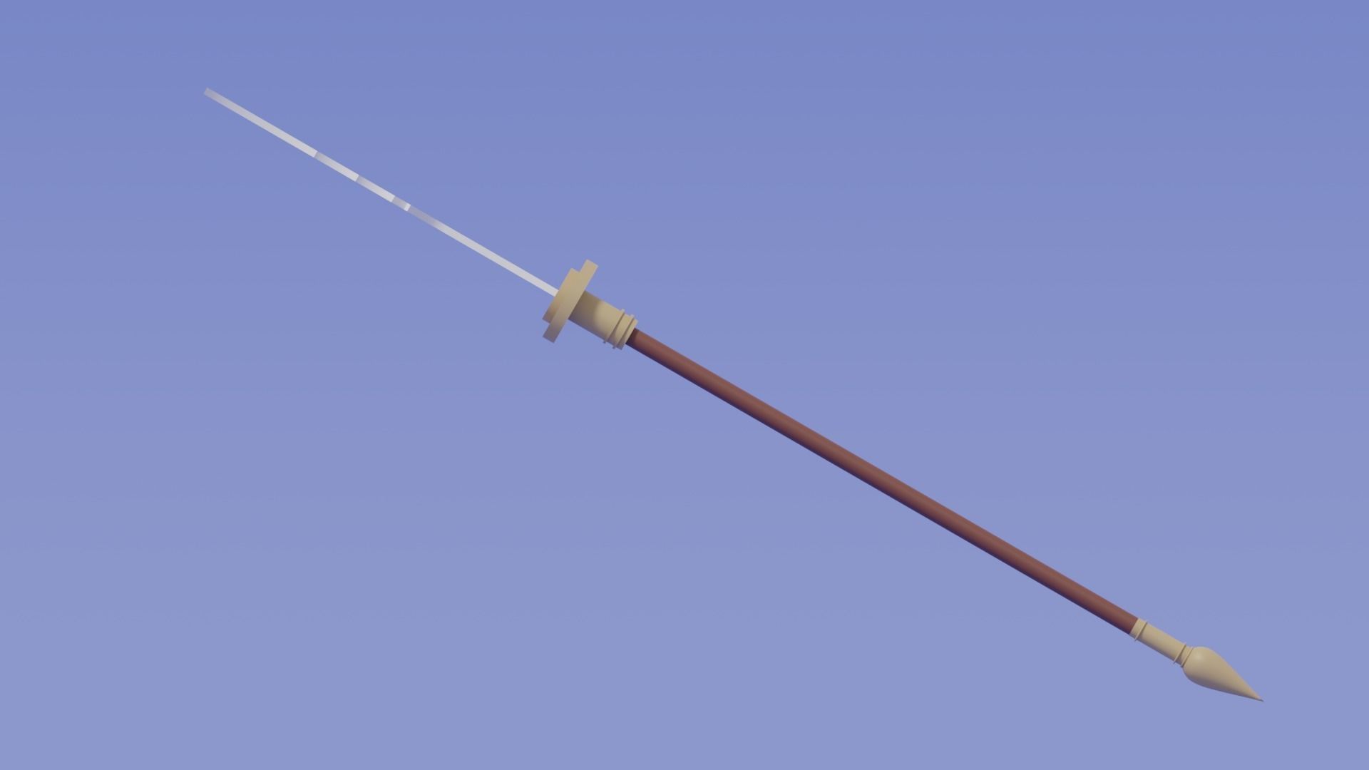 Cartoon Chinese Guan Dao 3D model_8